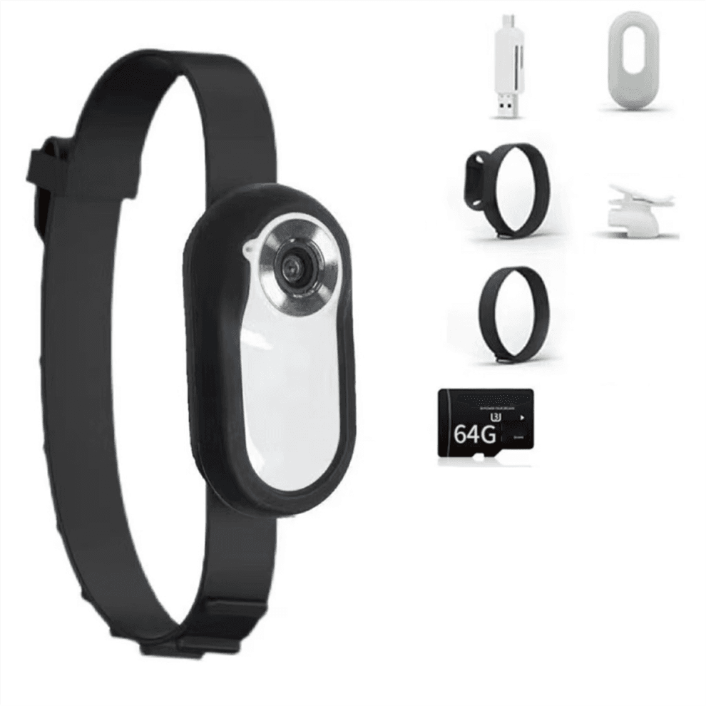Collare con localizzatore per cani HD 1080P, senza bisogno di WiFi, telecamera per gatti con registrazioni video, regalo bianco