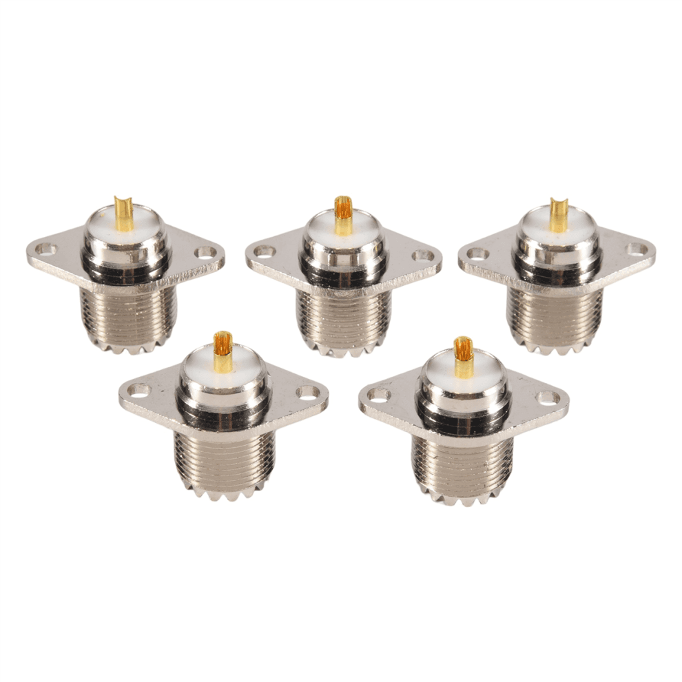5 pezzi UHF SO239 femmina a 2 fori jack femmina con flangia rombica pannello di saldatura connettore RF presa connettore femmina