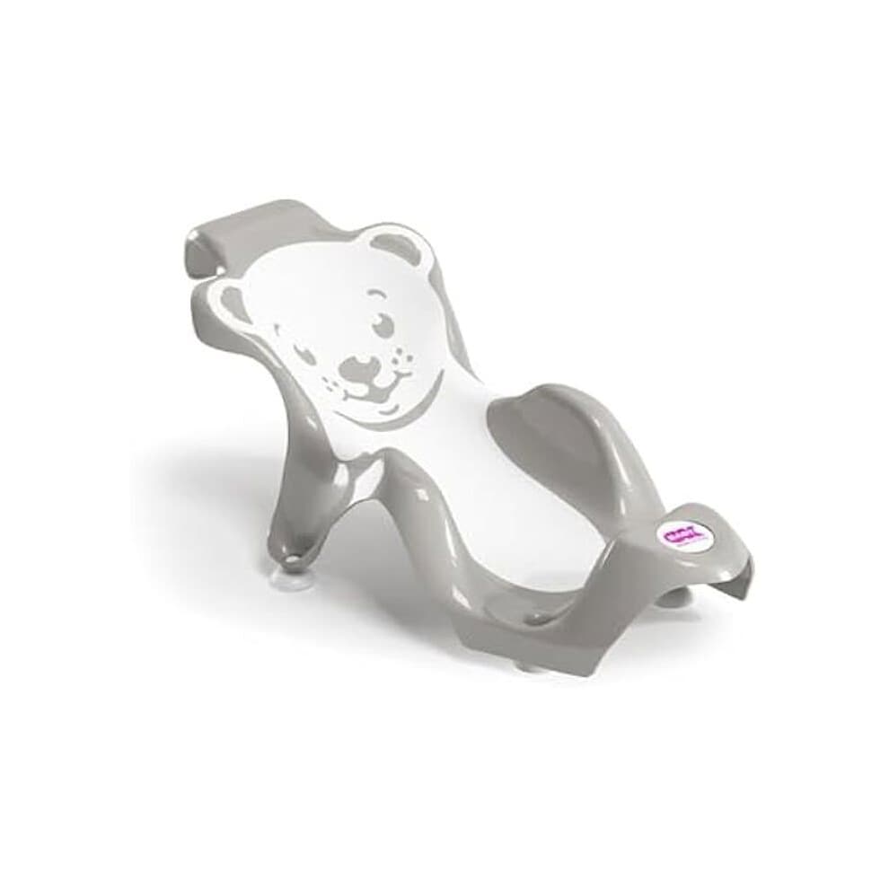 OKBABY Buddy - Seggiolino Anatomico con Seduta in Gomma Antiscivolo per il Bagno dei Neonati 0-8 Mesi (8 kg) - Grigio