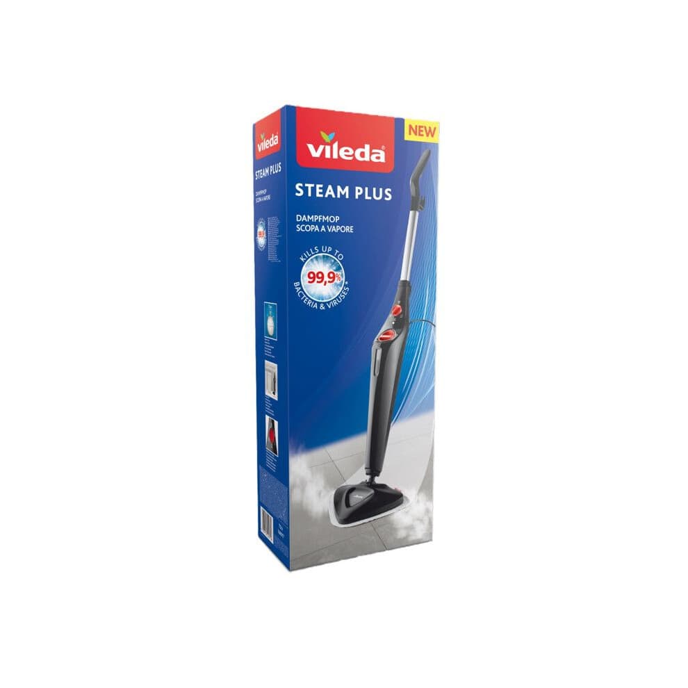 Scopa elettrica a vapore Vileda 168917 Steam Plus 3.0 con 2 panni di ricambio in microfibra, pulizia dei tappeti