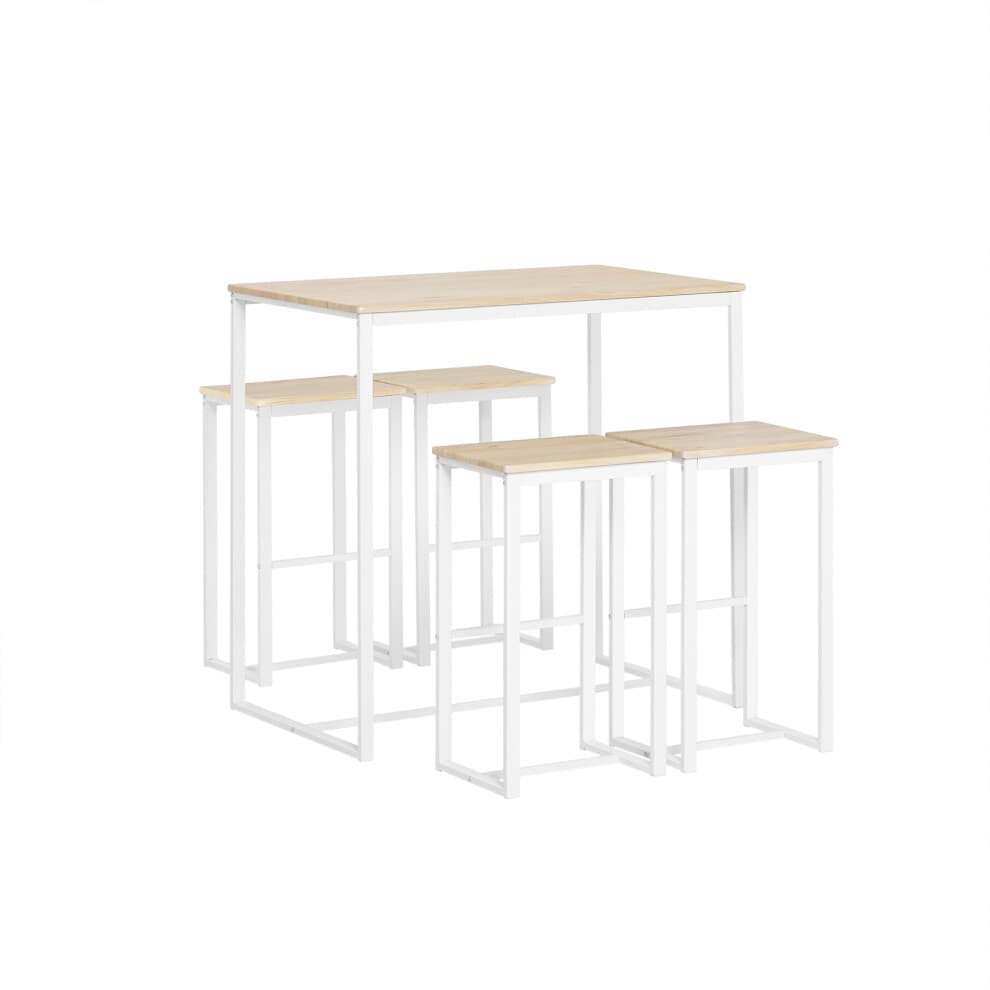 SoBuy Set Penisola Cucina 5 Pezzi con 4 Sgabelli, Legno 100x60x96 cm