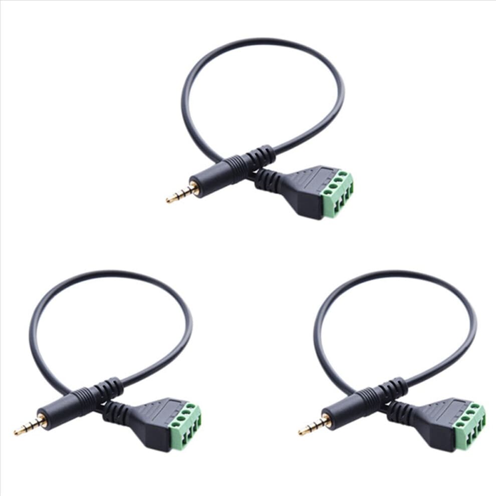 Adattatore per cavo altoparlante con terminale a vite da 3,5 mm, 3 conduttori, stereo TRRS maschio.