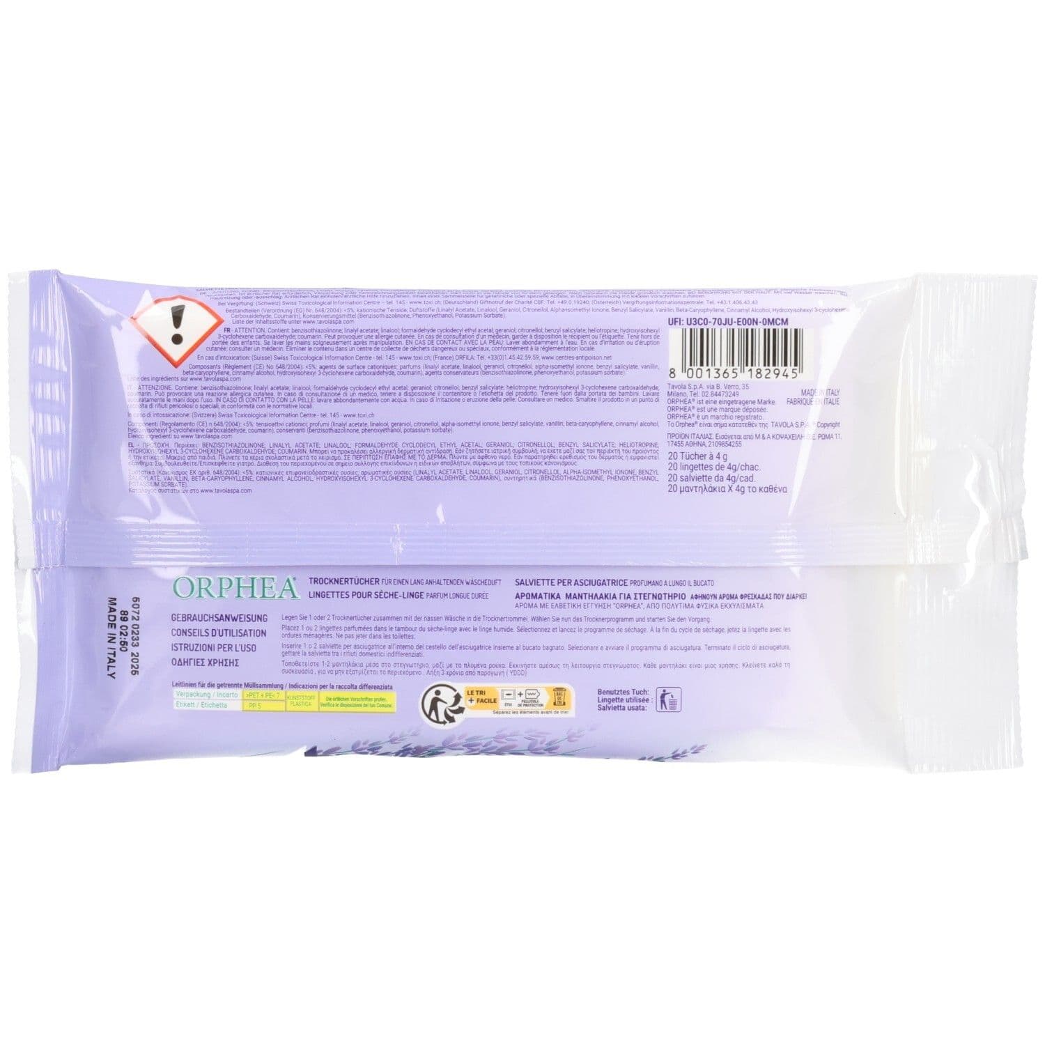 Orphea, Salviette per Asciugatrice, Profumo Lavanda, Lunga Durata, 20  view 2