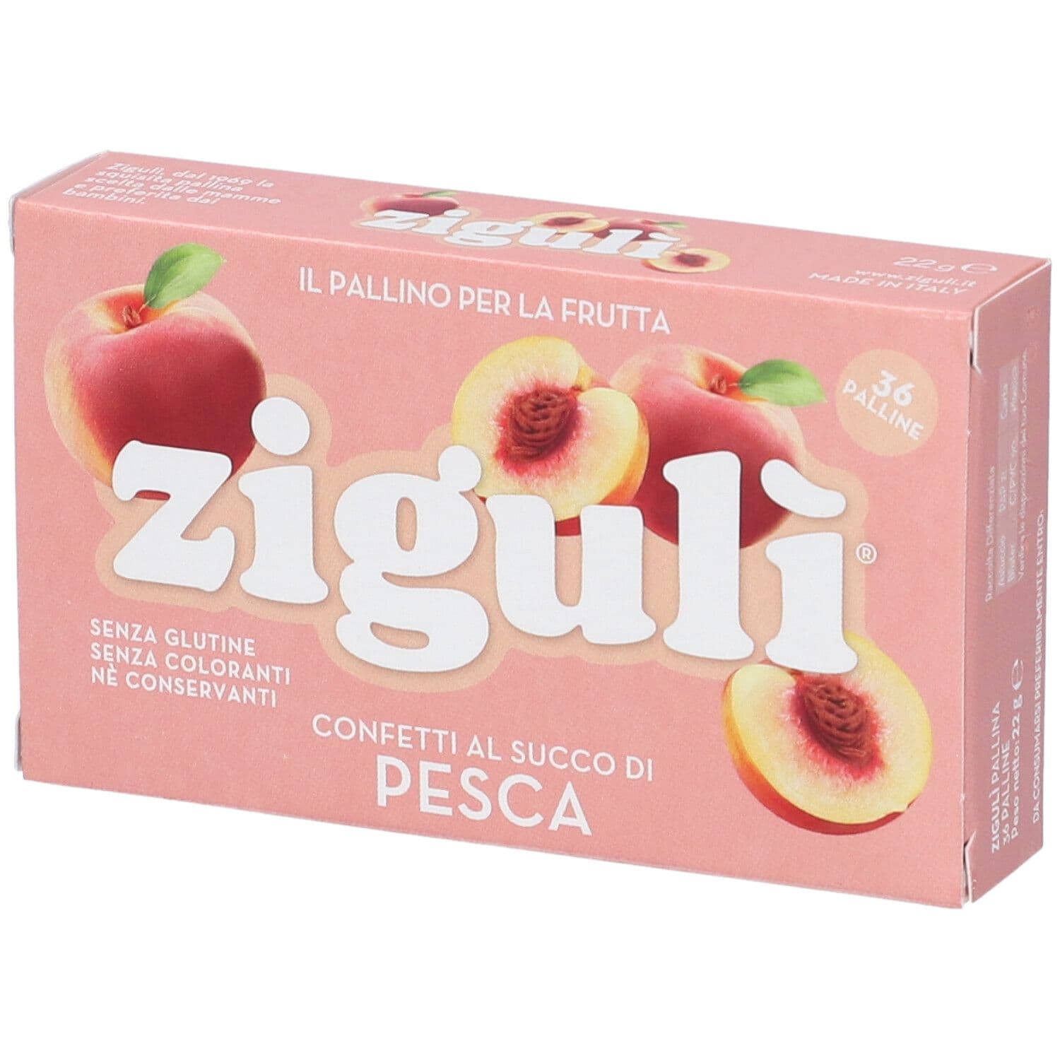 Ziguli Pesca 36 Palline 22 G 36 pz Caramelle
