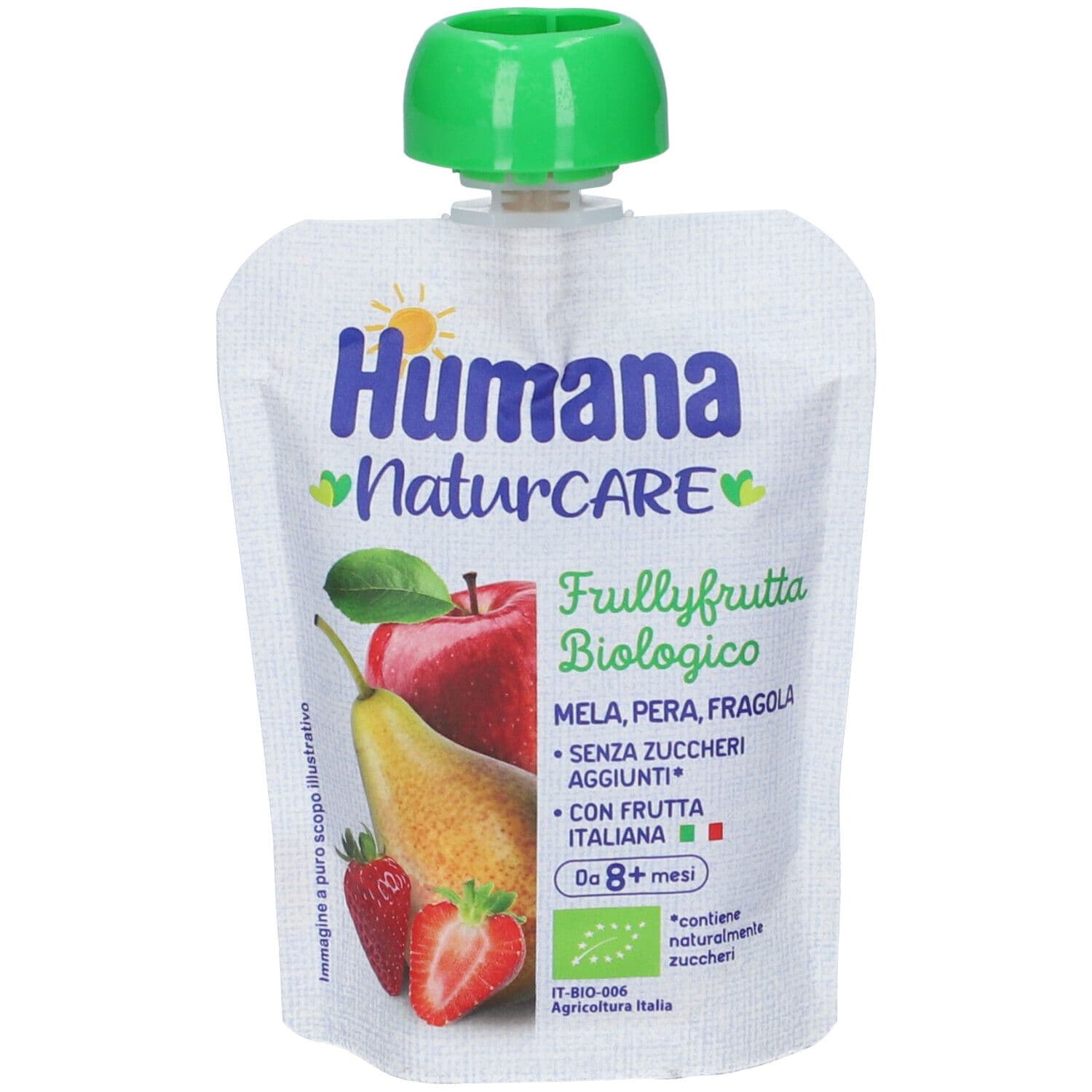 Humana Naturcare Frullyfrutta Biologico Mela Pera e Fragola 90 g Snack