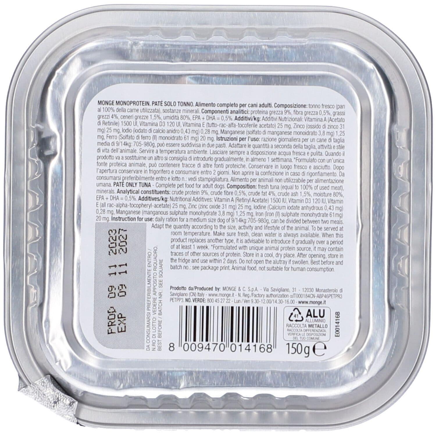 Monge Monoprotein Paté Solo Tonno Cani Adulti - Risparmia il 10% con i view 2