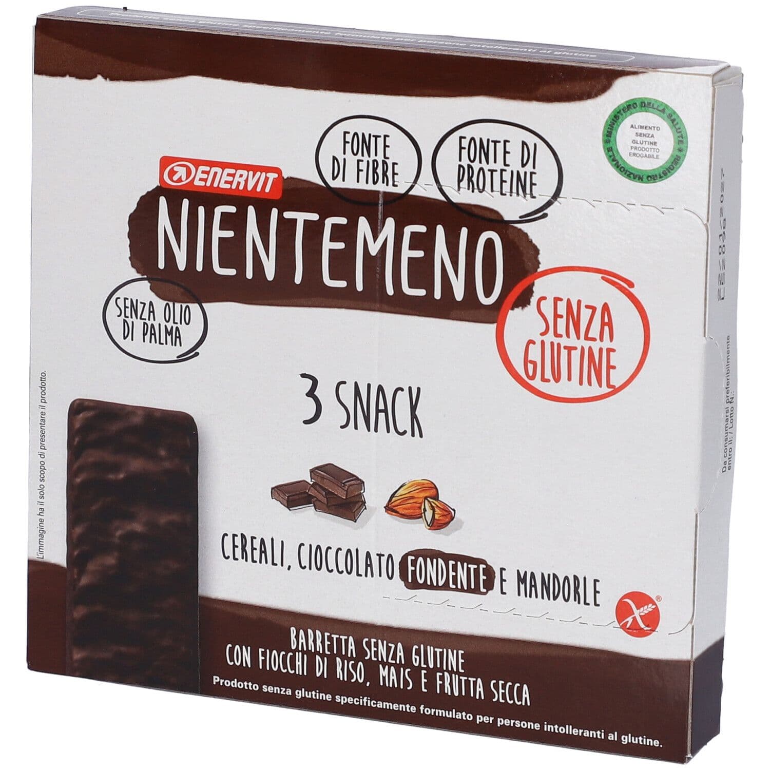 ENERVIT® Nientemeno Barretta Cioccolato Fondente e Mandorle 3x33 g Bar