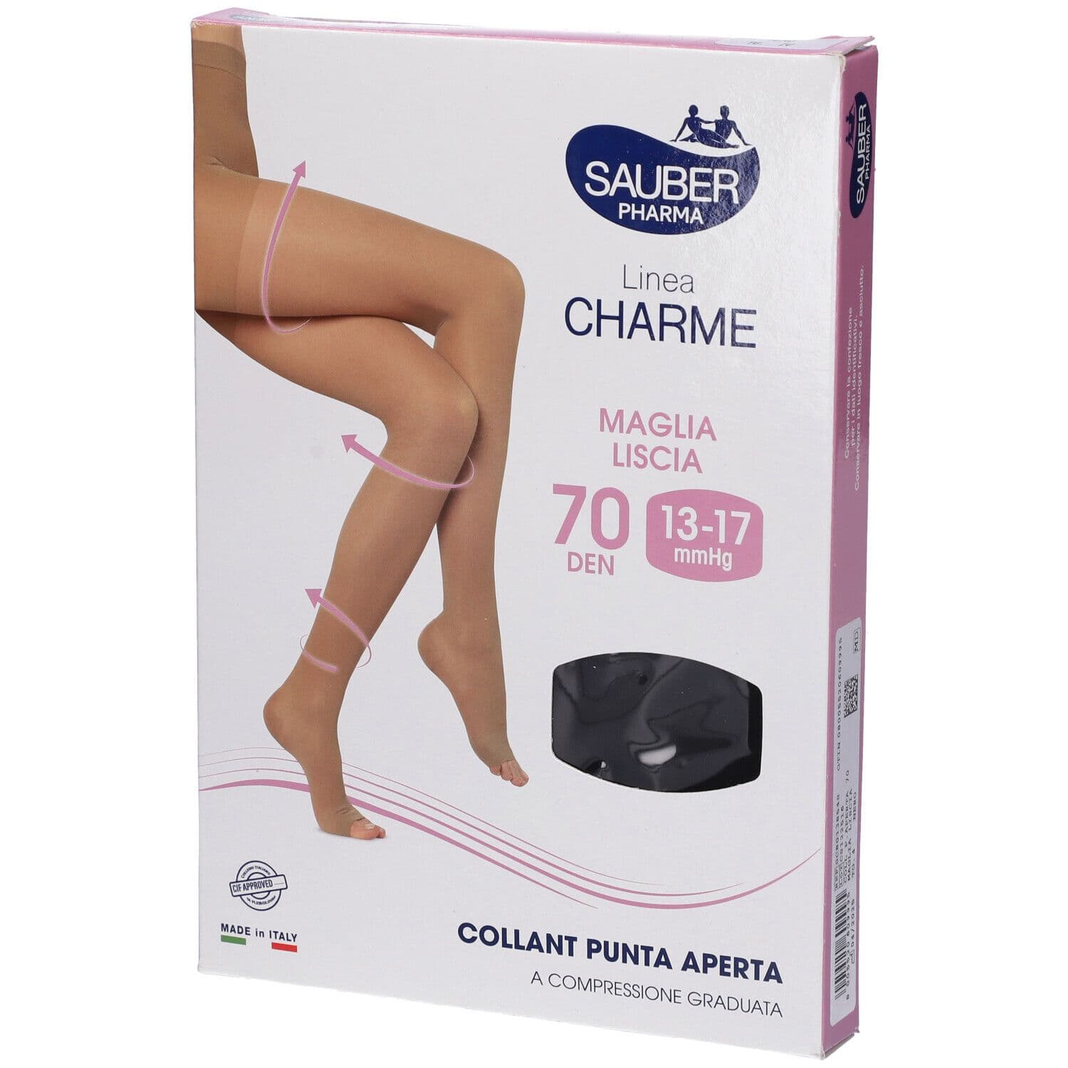 Sauber Collant Open Toe 70 Denari Maglia Liscia Nero Taglia 4 1 kg Cal