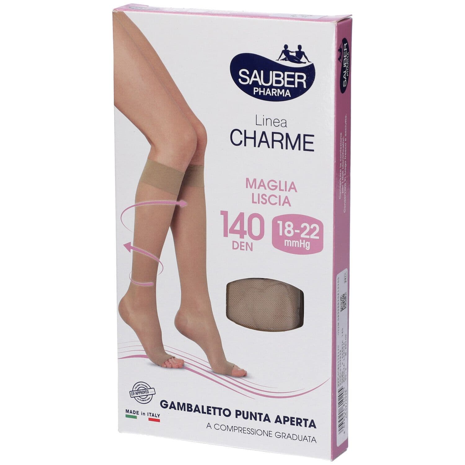 Sauber Gambaletto Open Toe 140 Denari Maglia Liscia Neutro Beige Tagli