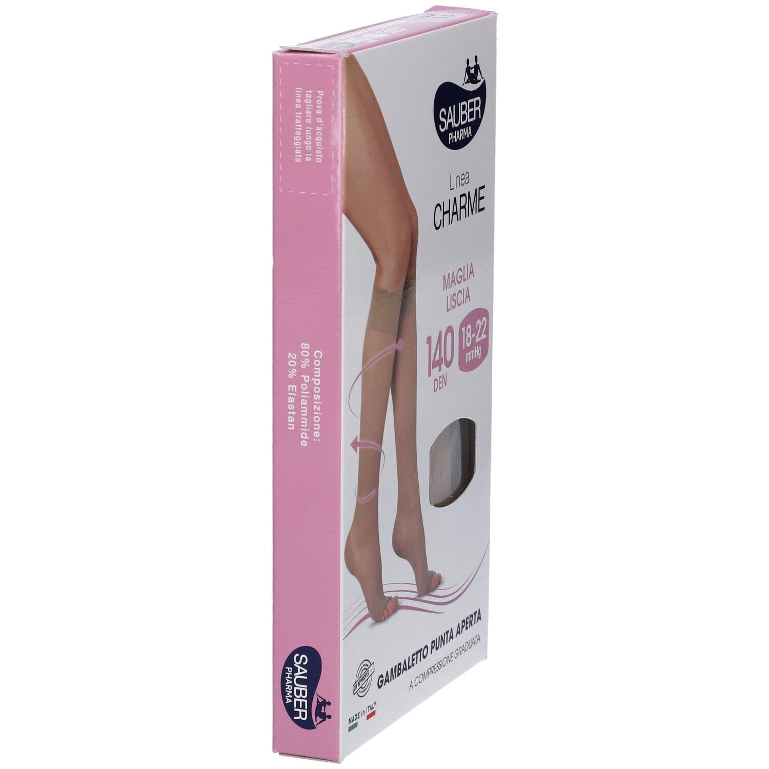 Sauber Gambaletto Open Toe 140 Denari Maglia Liscia Neutro Beige Tagli view 2