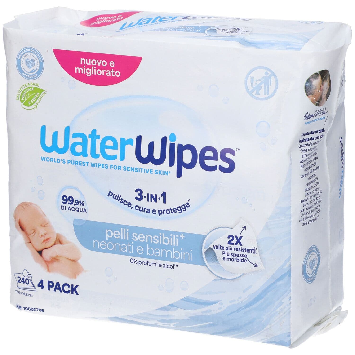 WaterWipes Original Salviette per Bambini 4 x 60 Salviette 1 pz Salvie