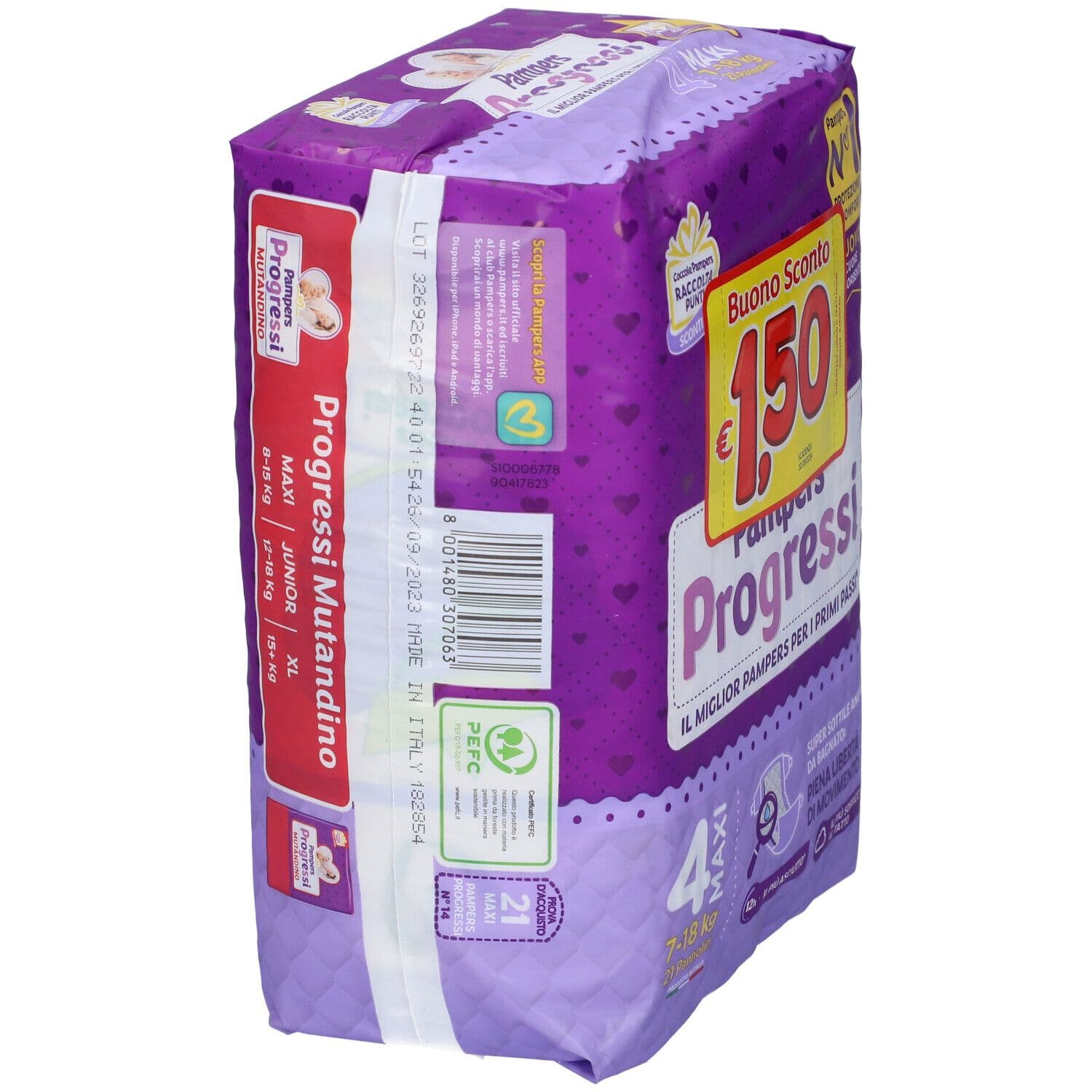 Pampers Progressi Cresce 4 Maxi 7-18 kg 21 Pc Pannolini view 2