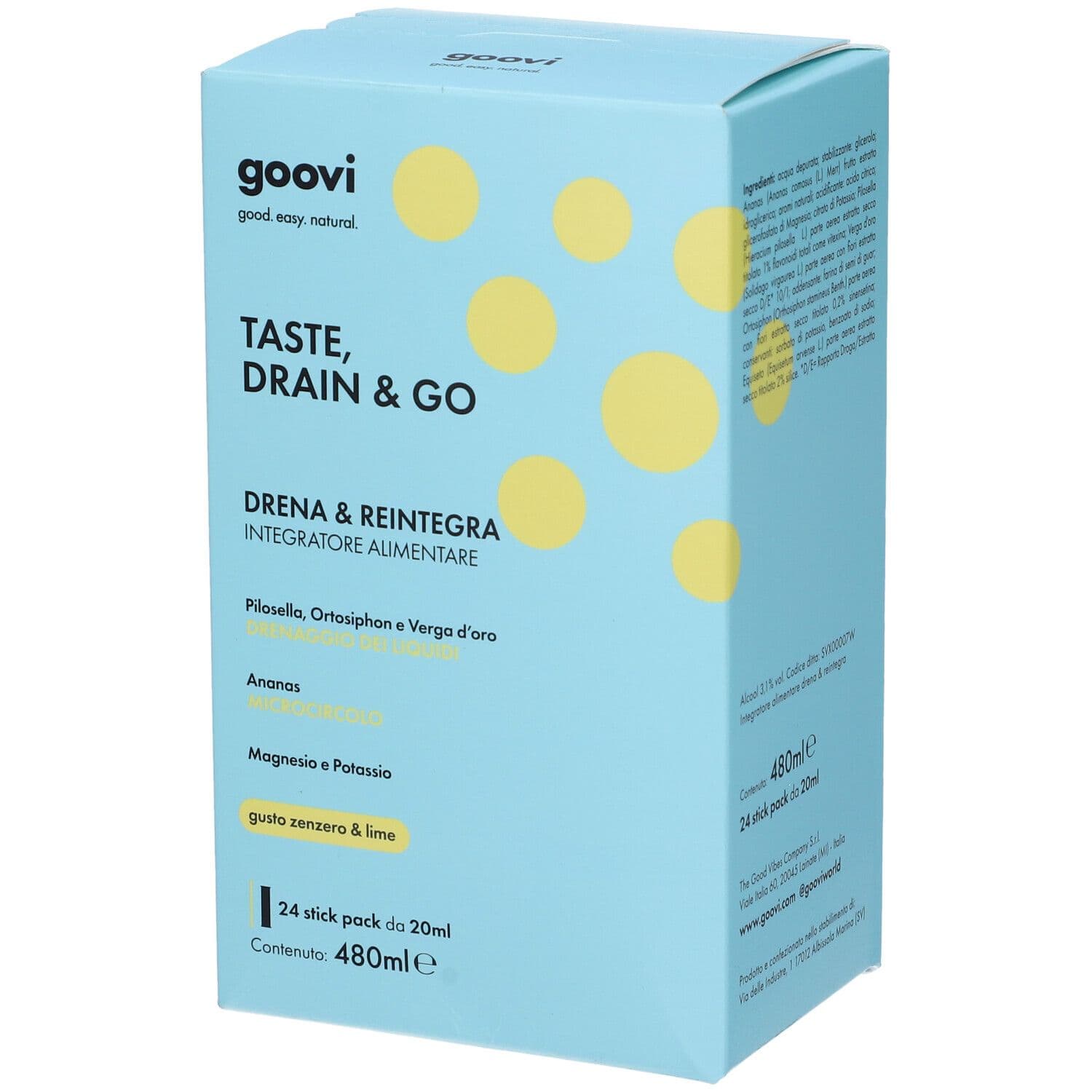 Goovi Taste, Drain & Go Bustine 480 ml Soluzione orale