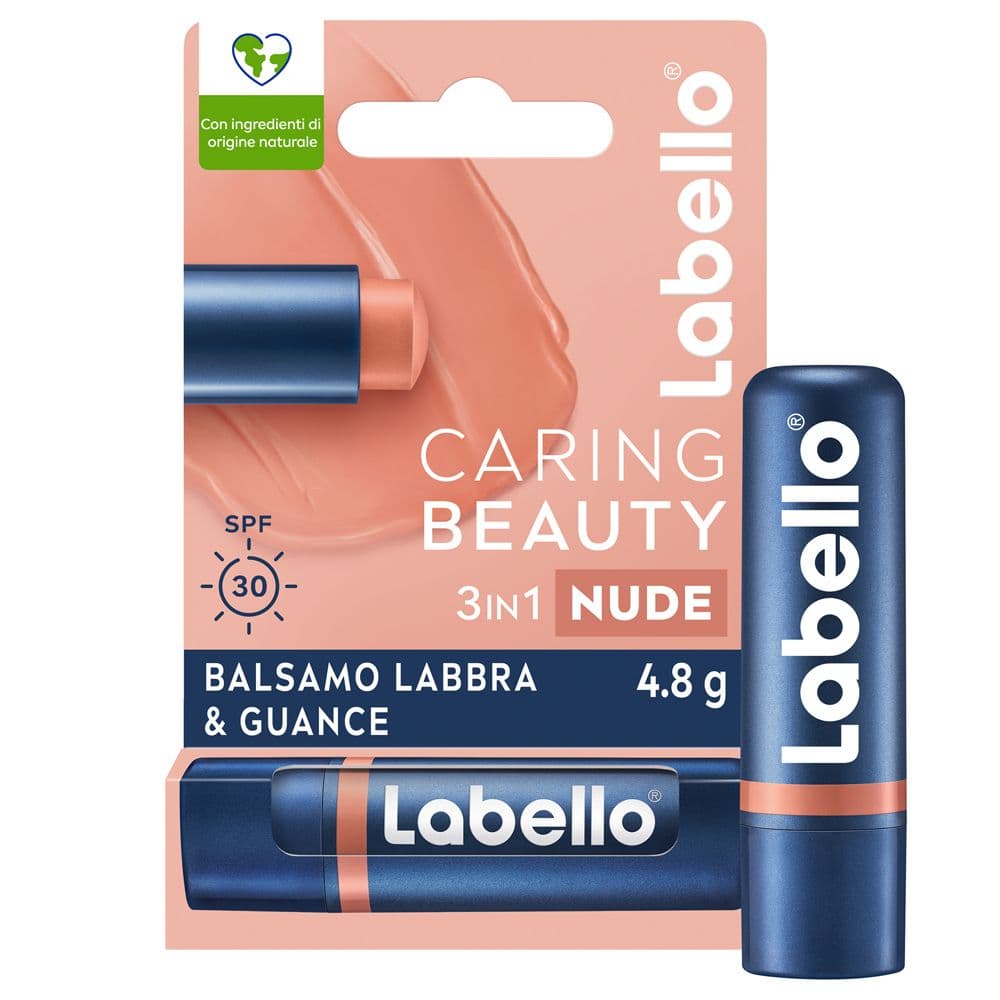 Labello Caring Beauty Lip & Cheek Nude SPF30 4.8 g, Burrocacao labbra 