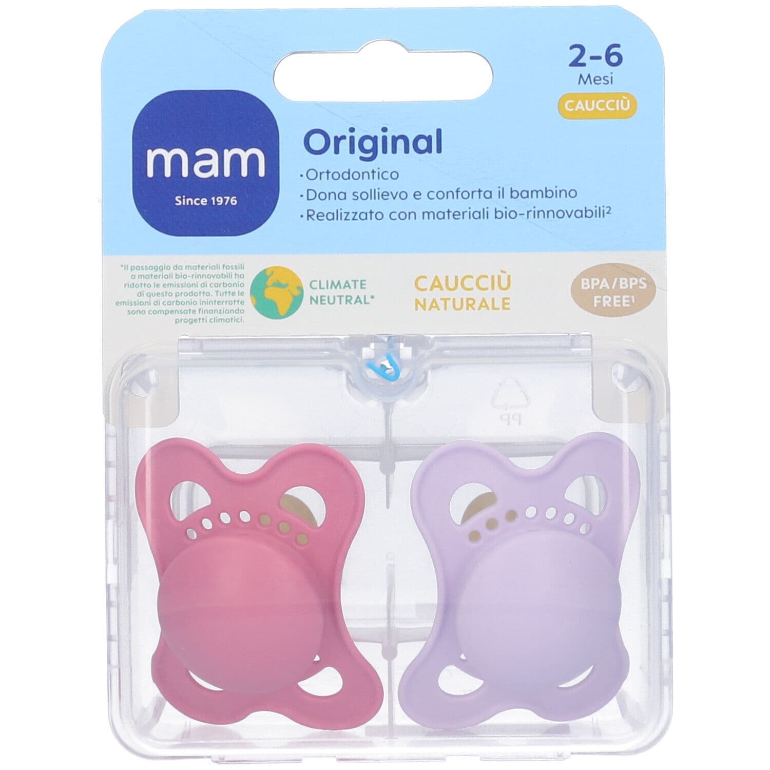 MAM Original Succhietto in Caucciù Bio-Circolare 2-6 Mesi Colorazione 