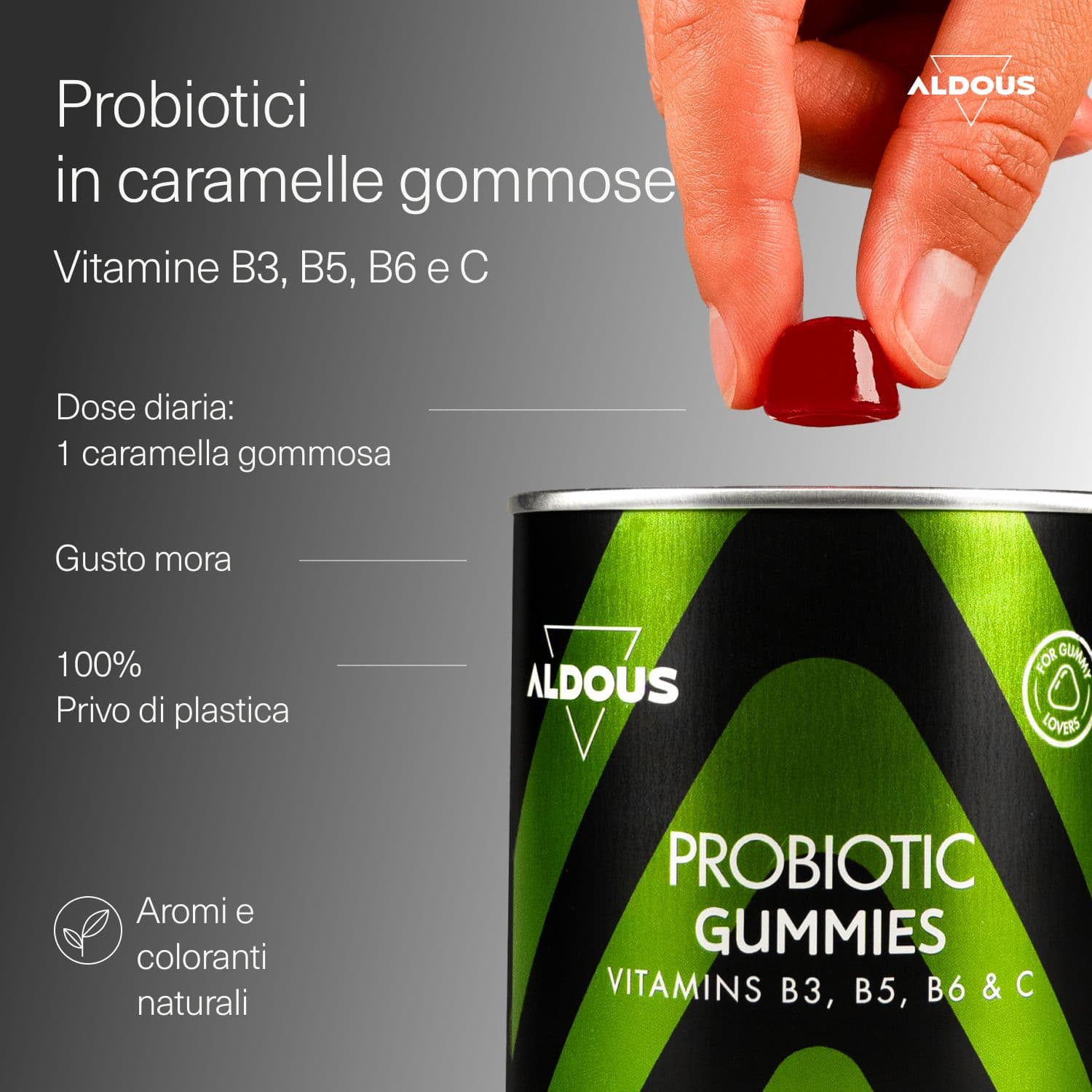 Aldous - Probiotici Gummies - Intestino,Gonfiore Addominale 120 pz Gom view 2