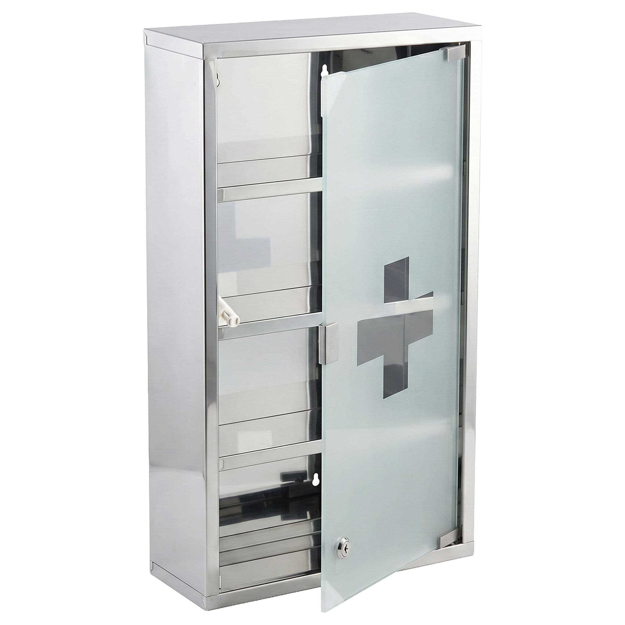 KARAT Armadietto medicinali Allen con anta in vetro argento 60 x 30 cm