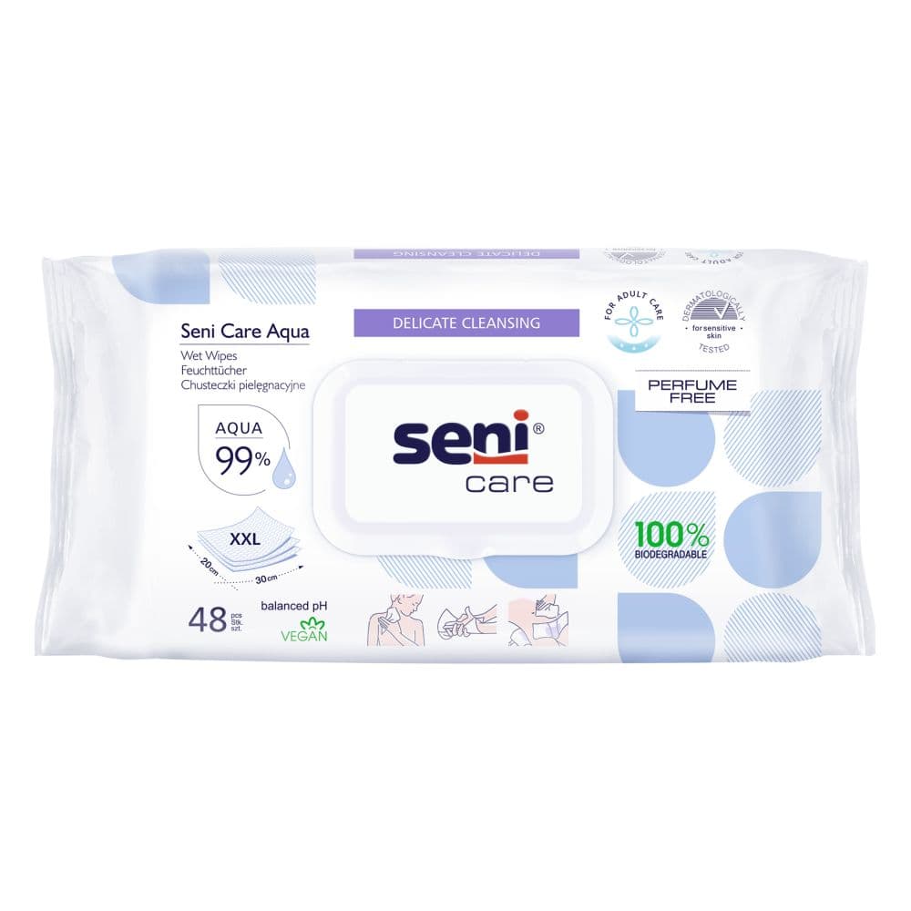 Seni Care Aqua Wet Wipes | Pacchetto (48 pezzi) 1x48 pz Salviette