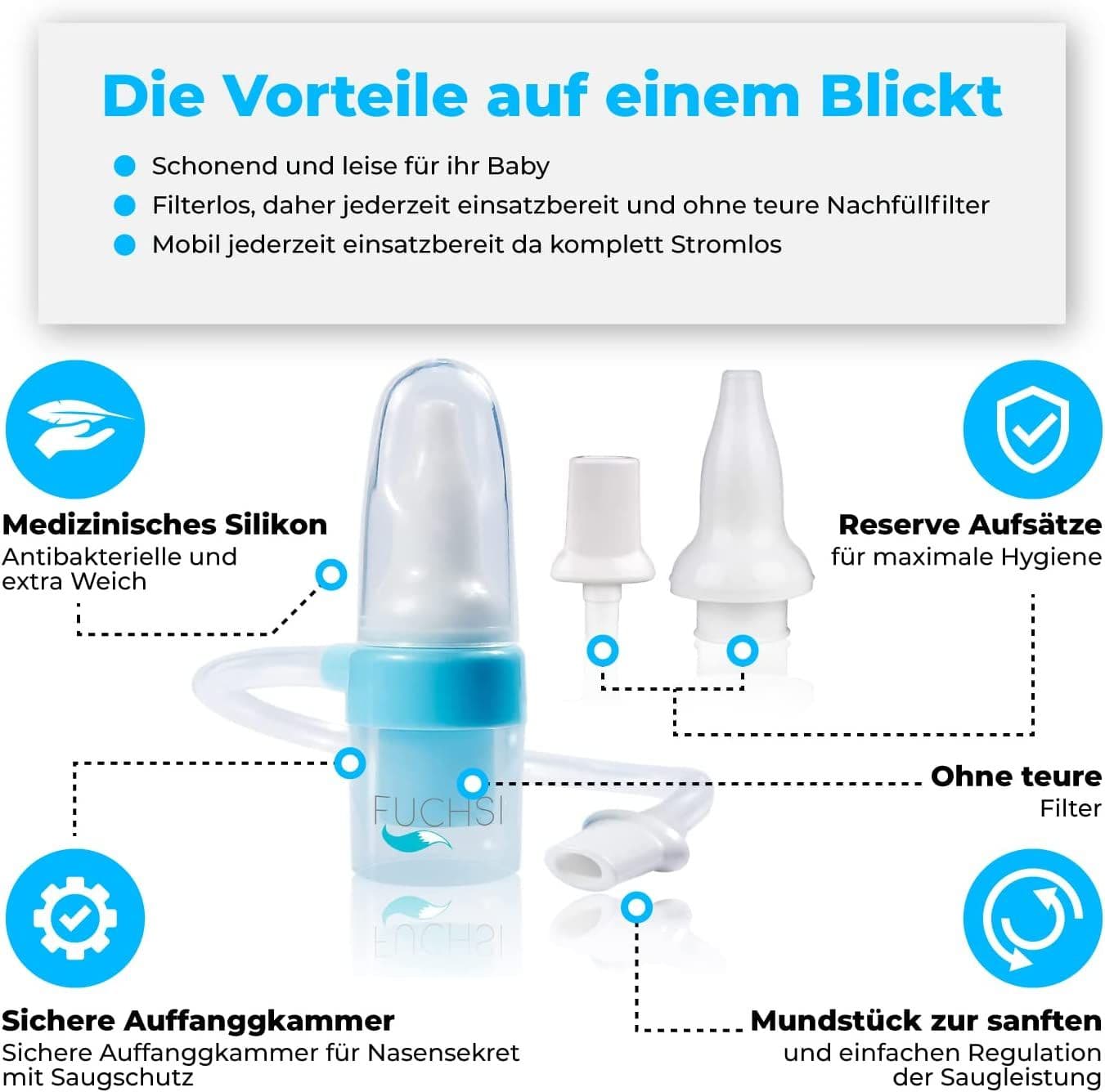 aspiratore nasale per bambini fuchsi | silicone di grado medico | senz view 2