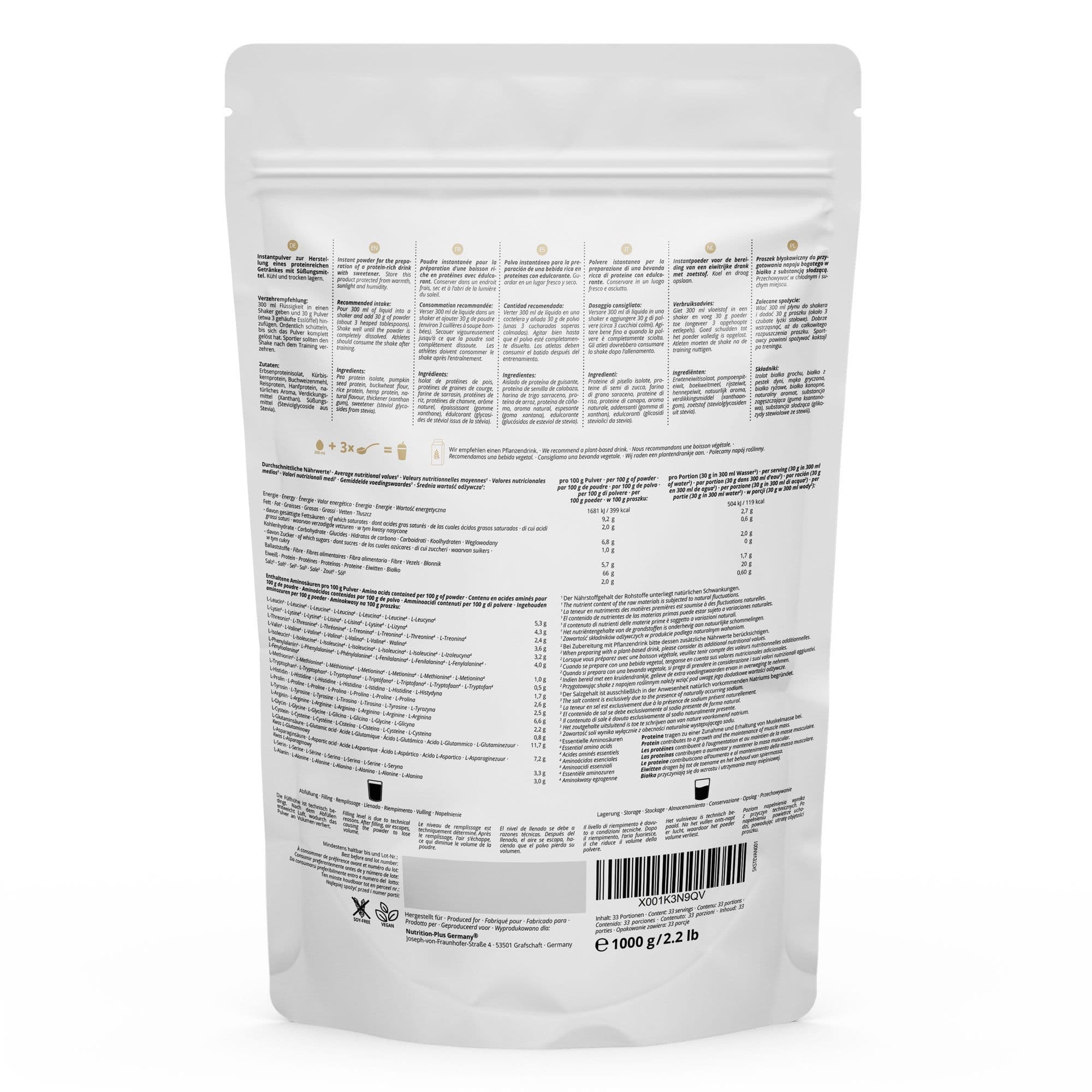 nutri+ High 5 Polvere di Proteine Vegane senza Soia 1kg - con Stevia 1 view 2