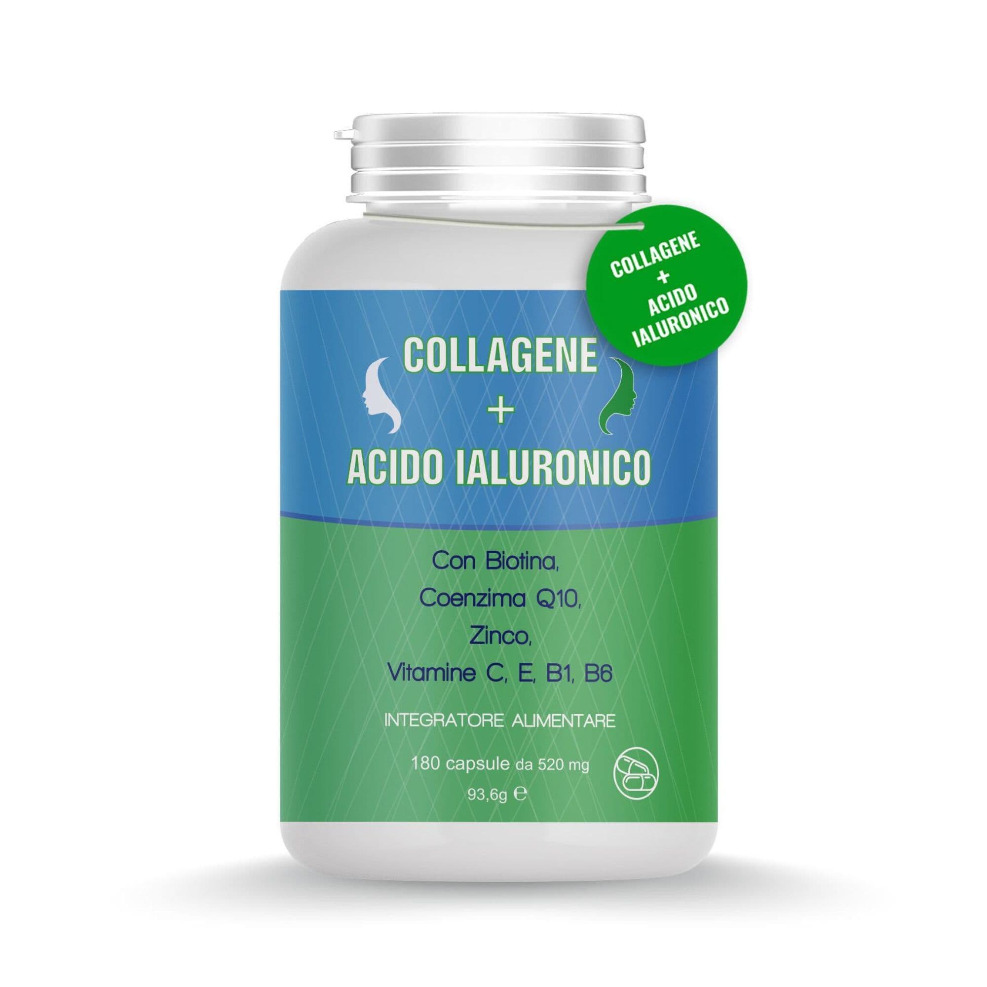 Collagene e Acido Ialuronico per viso e capelli con Biotina e Coenzima