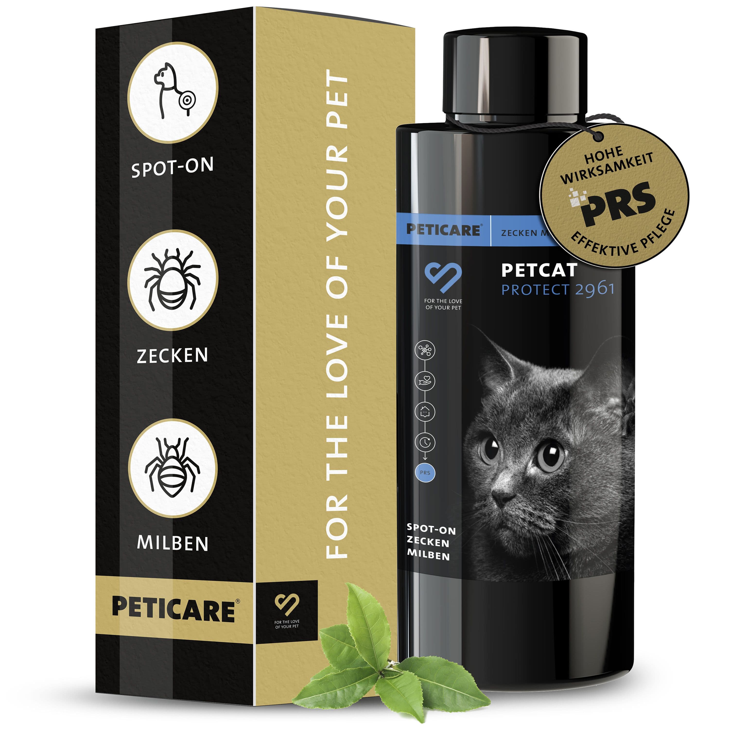 Peticare spot-on gatti contro zecche, acari e pulci, protezione vegeta