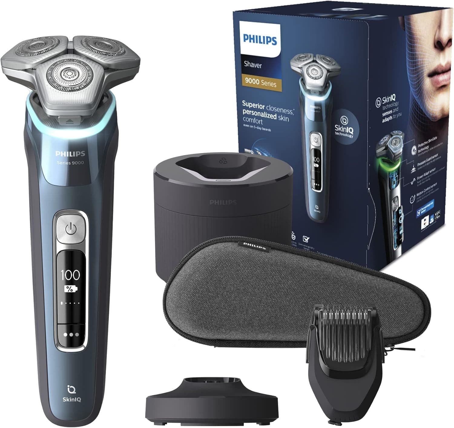 Philips Shaver - Rasoio elettrico a umido e a secco con accessorio per