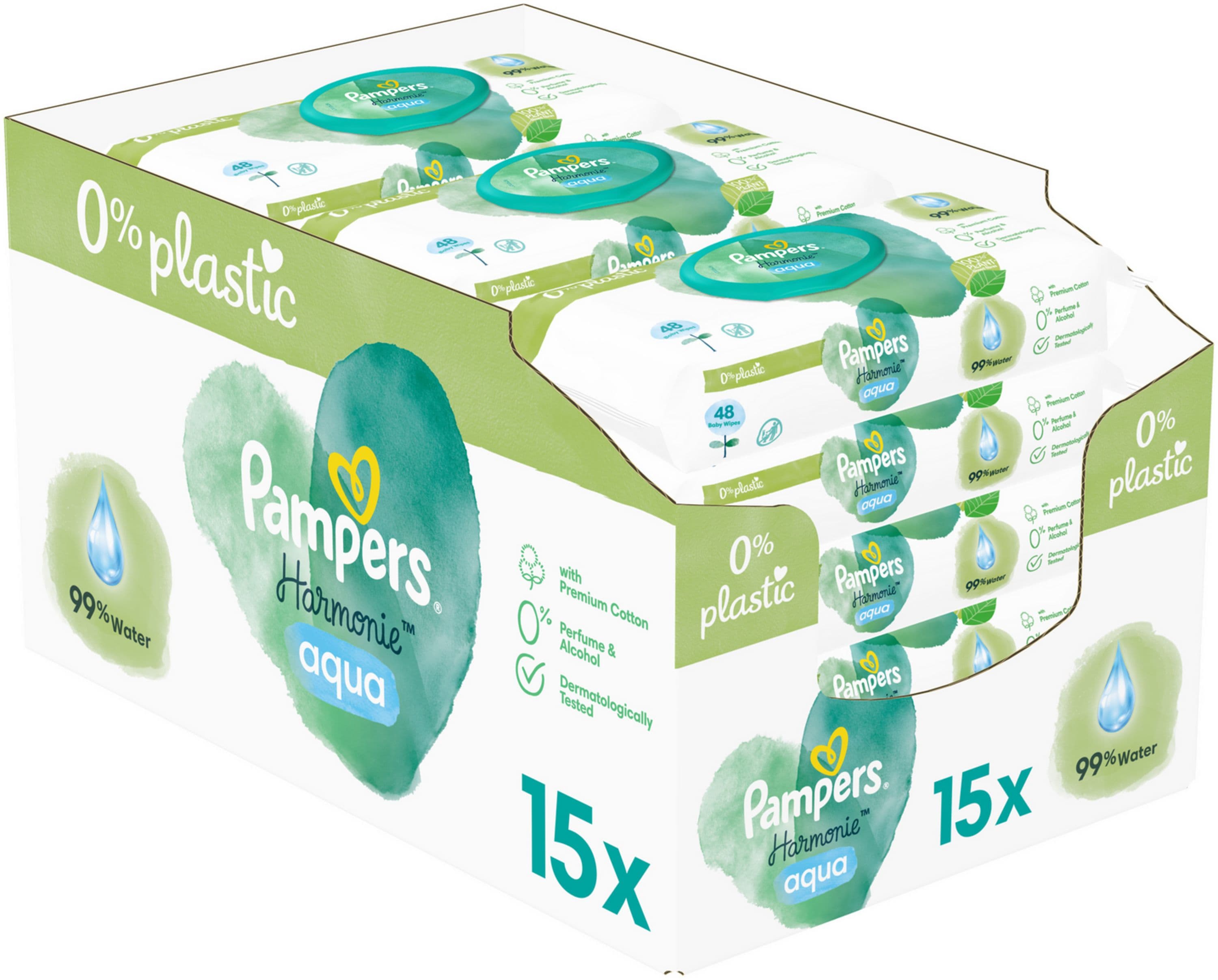 Pampers Harmonie Aqua Scatola di salviette per bambini 15x48 pz Salvie