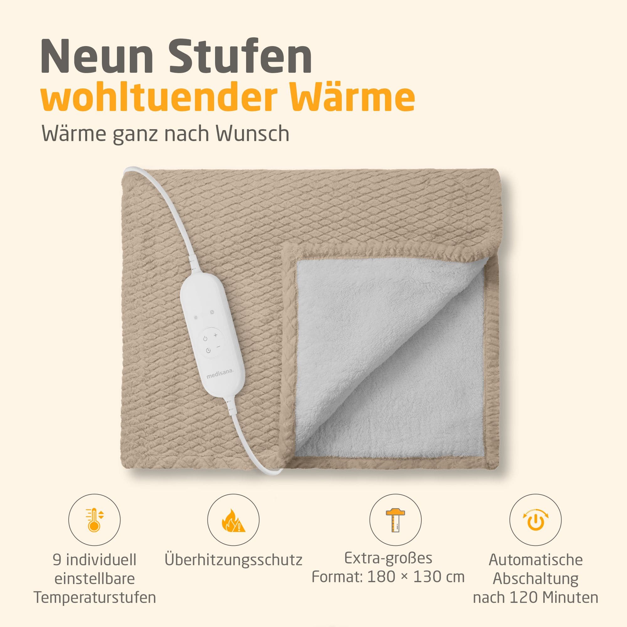 medisana HB 419 - Coperta elettrica - cloud creme 1 pz Coperta view 2