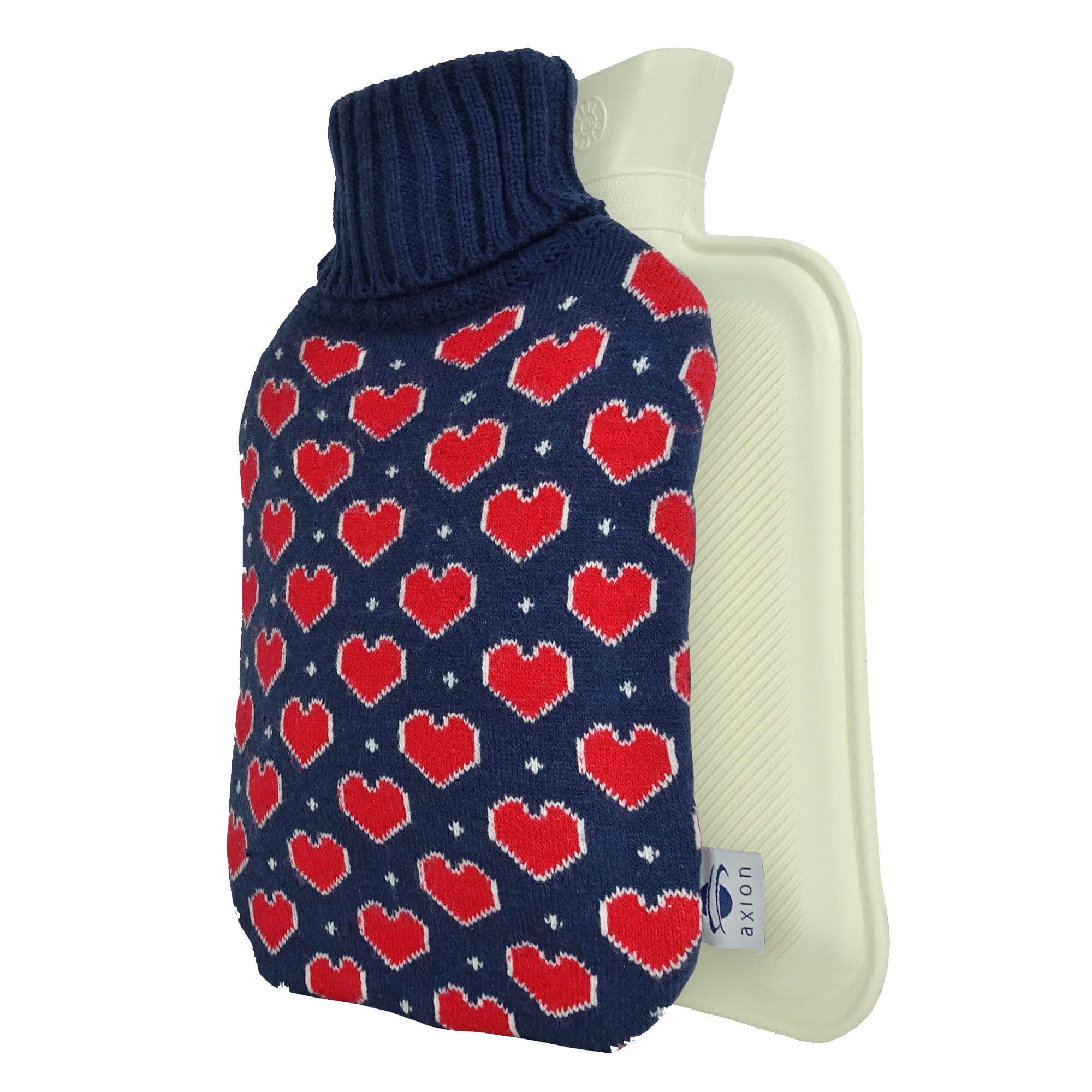 axion Borsa dell'acqua calda con rivestimento – in maglia blu con cuor