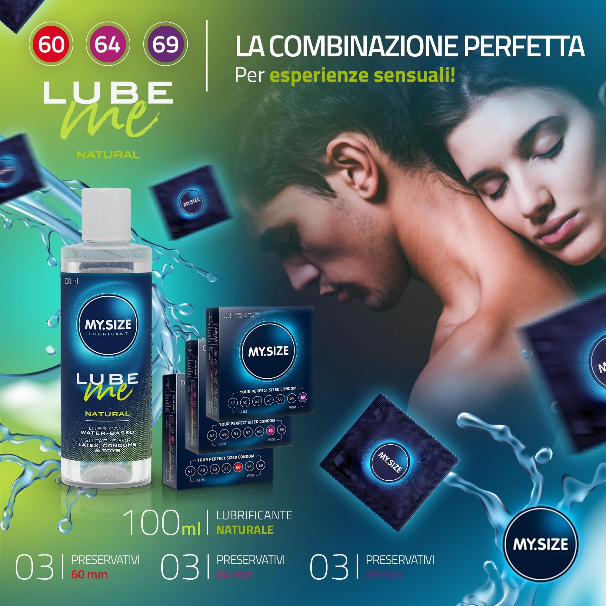 MY.SIZE Preservativo + Gel Lubrificante Set Lube Me Natural 3 pz Prese view 2