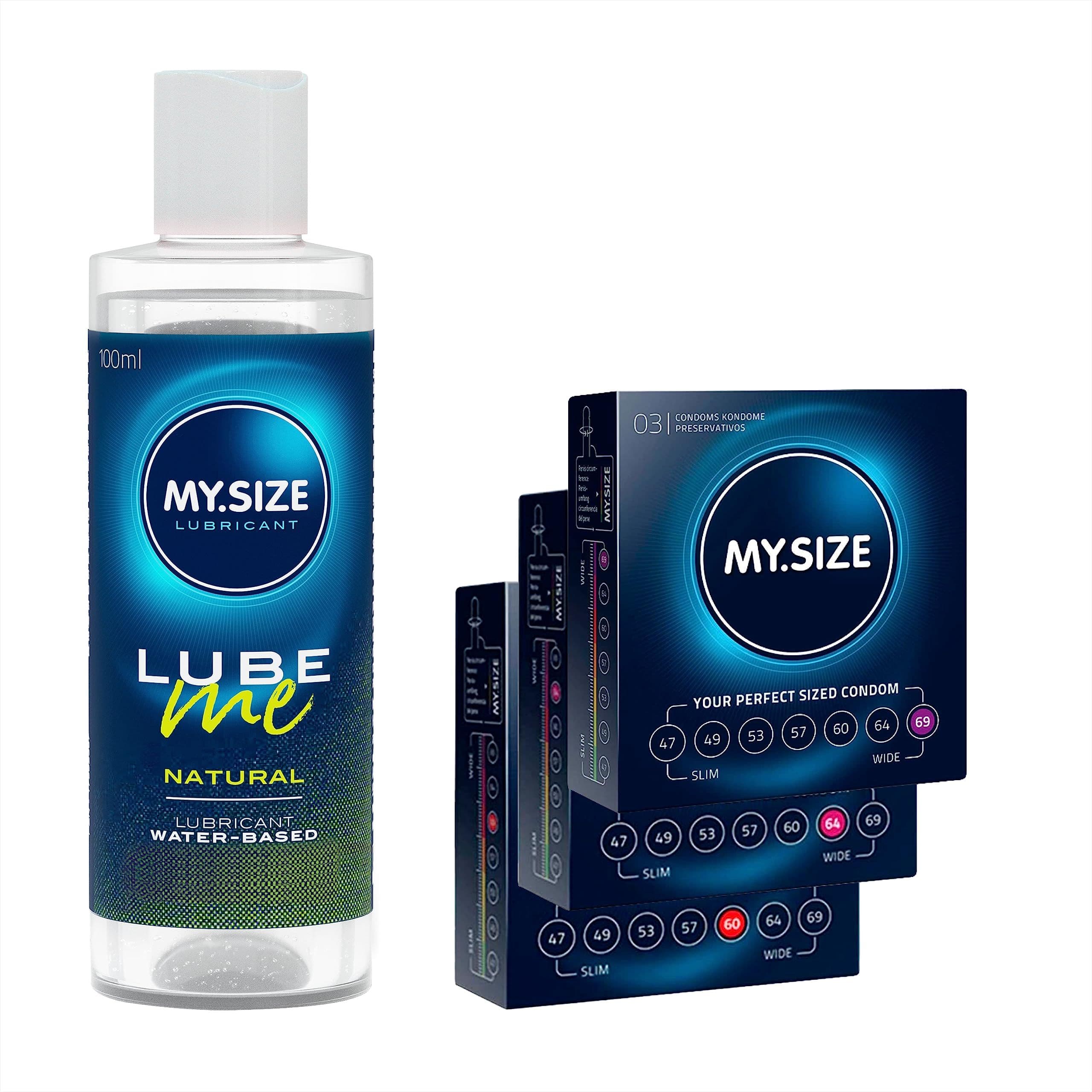 MY.SIZE Preservativo + Gel Lubrificante Set Lube Me Natural 3 pz Prese