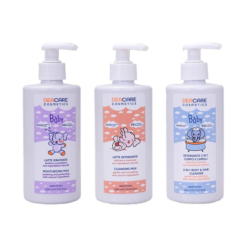 DEACARE Baby - Latte Idratante + Latte Detergente + Bagno Shampoo - 40