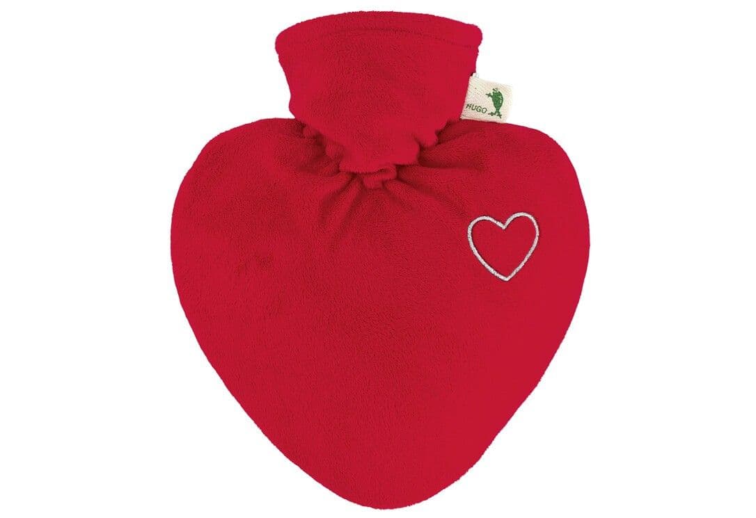 HUGO FROSCH borsa dell'acqua calda cuore 1,0l copertura in velluto ros
