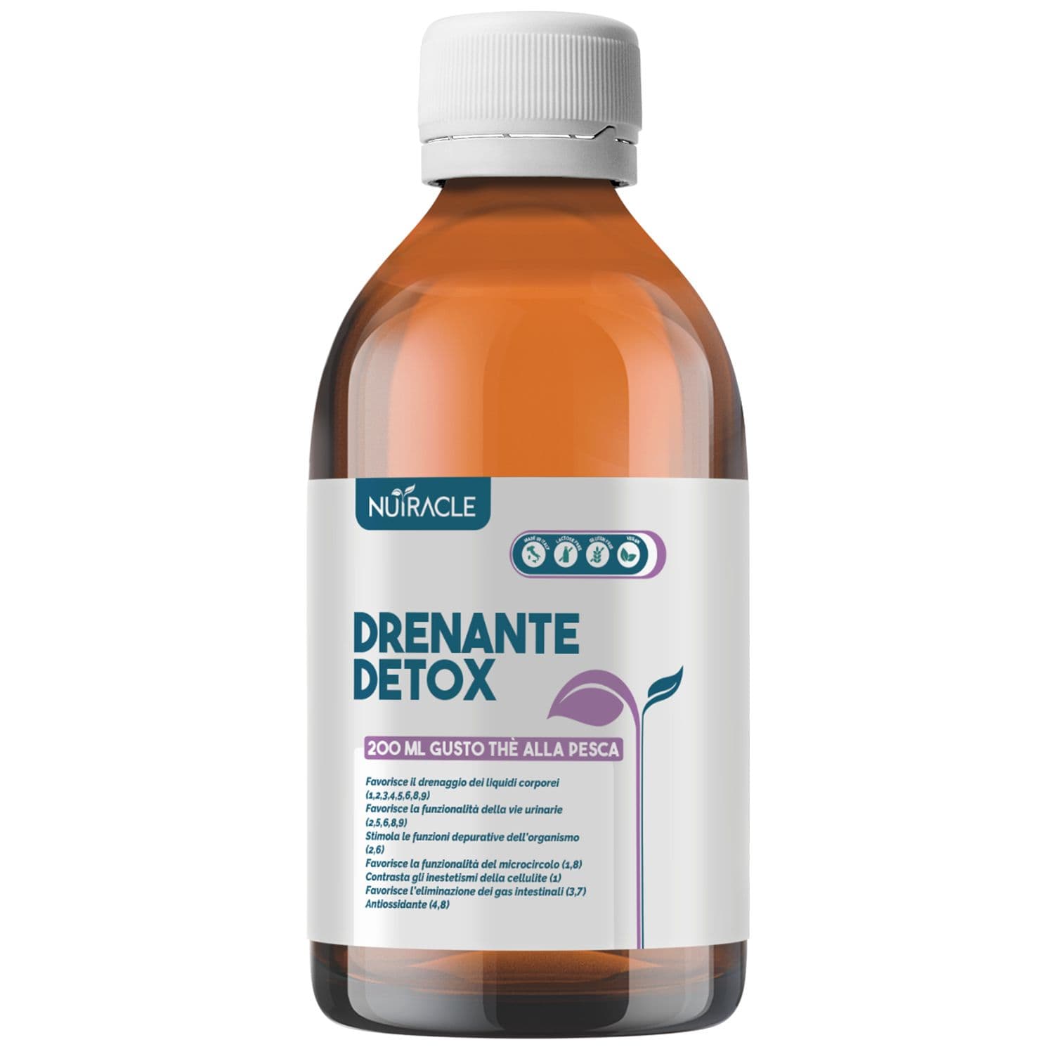 Nutracle Drenante Detox 200 ml Thè alla pesca 200 ml Liquido