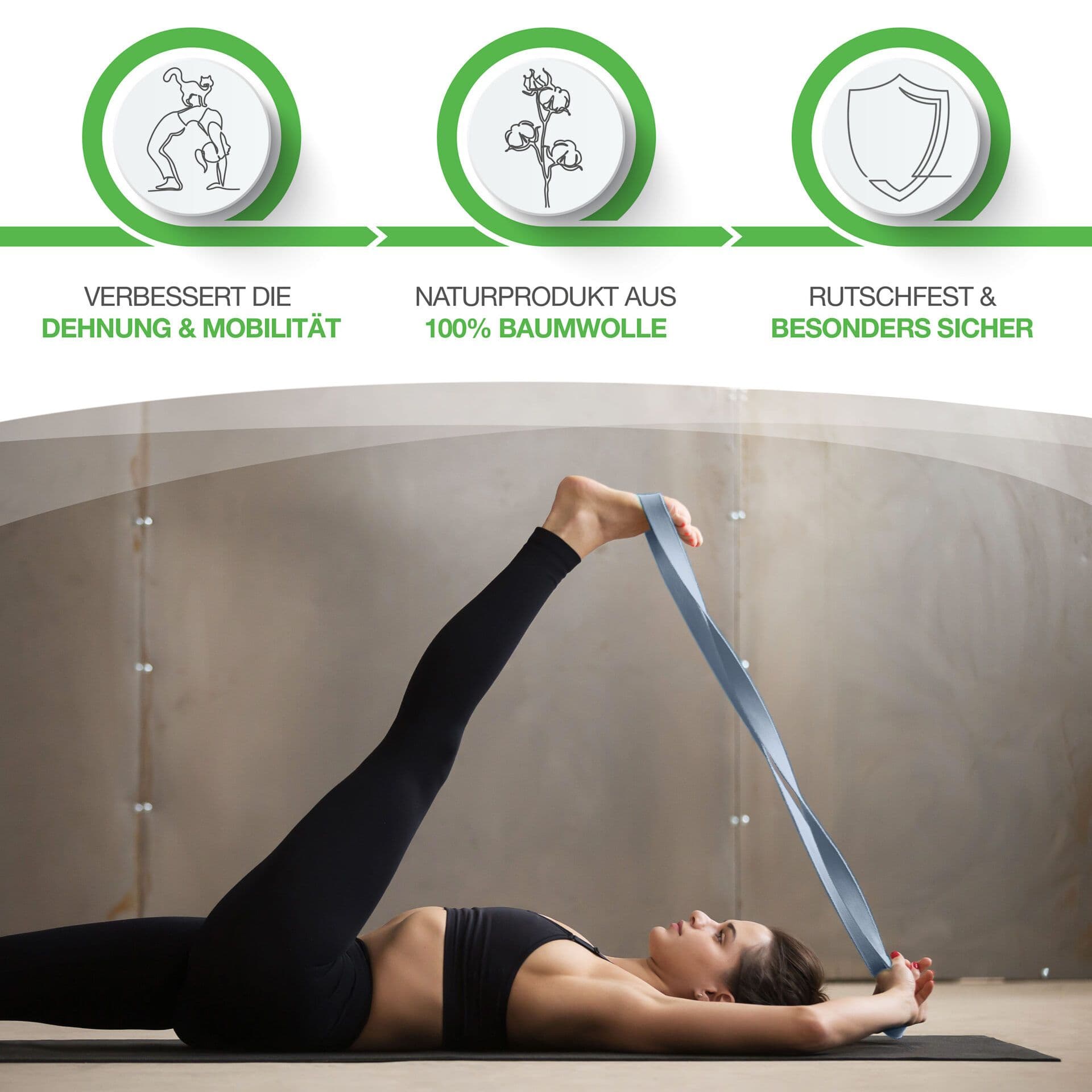 BACKLAxx ® Cintura Yoga in Cotone 250 cm di Lunghezza 1 St view 2