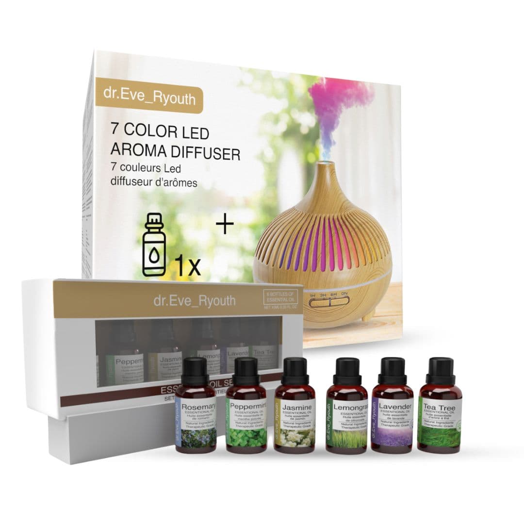 Dr. Eve_Ryouth Diffusore di aromi a 7 colori Led + Set di oli essenzia