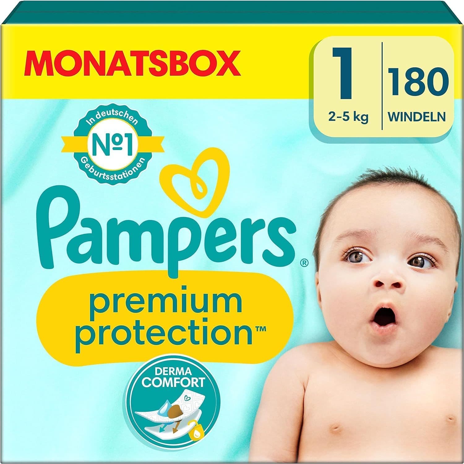 Pampers Pannolini taglia 1 (2-5kg) Protezione Premium 180 pz Pannolini