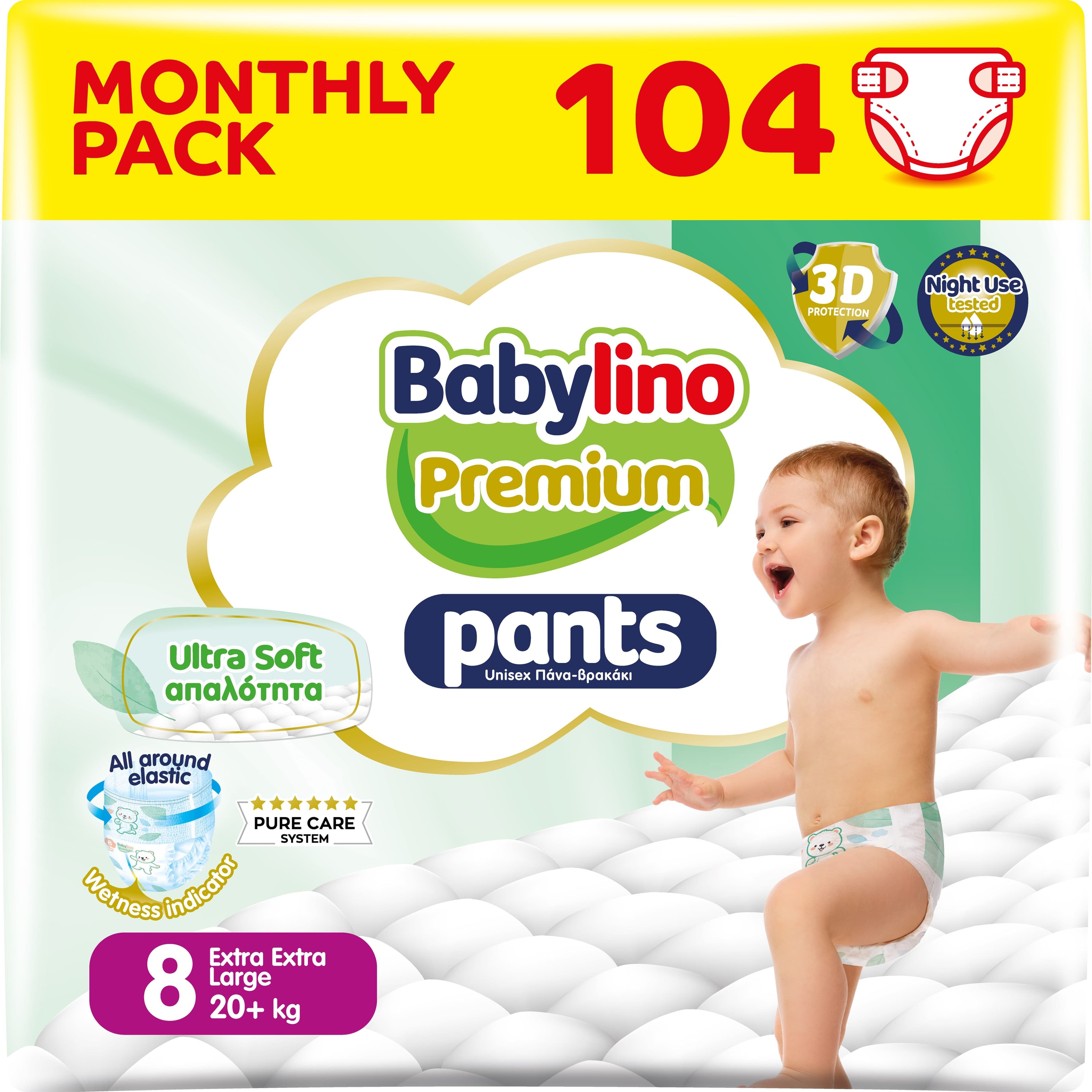 Babylino Premium Pants, Pannolini a mutandina Taglia 8 ULTRA SOFT, Ext