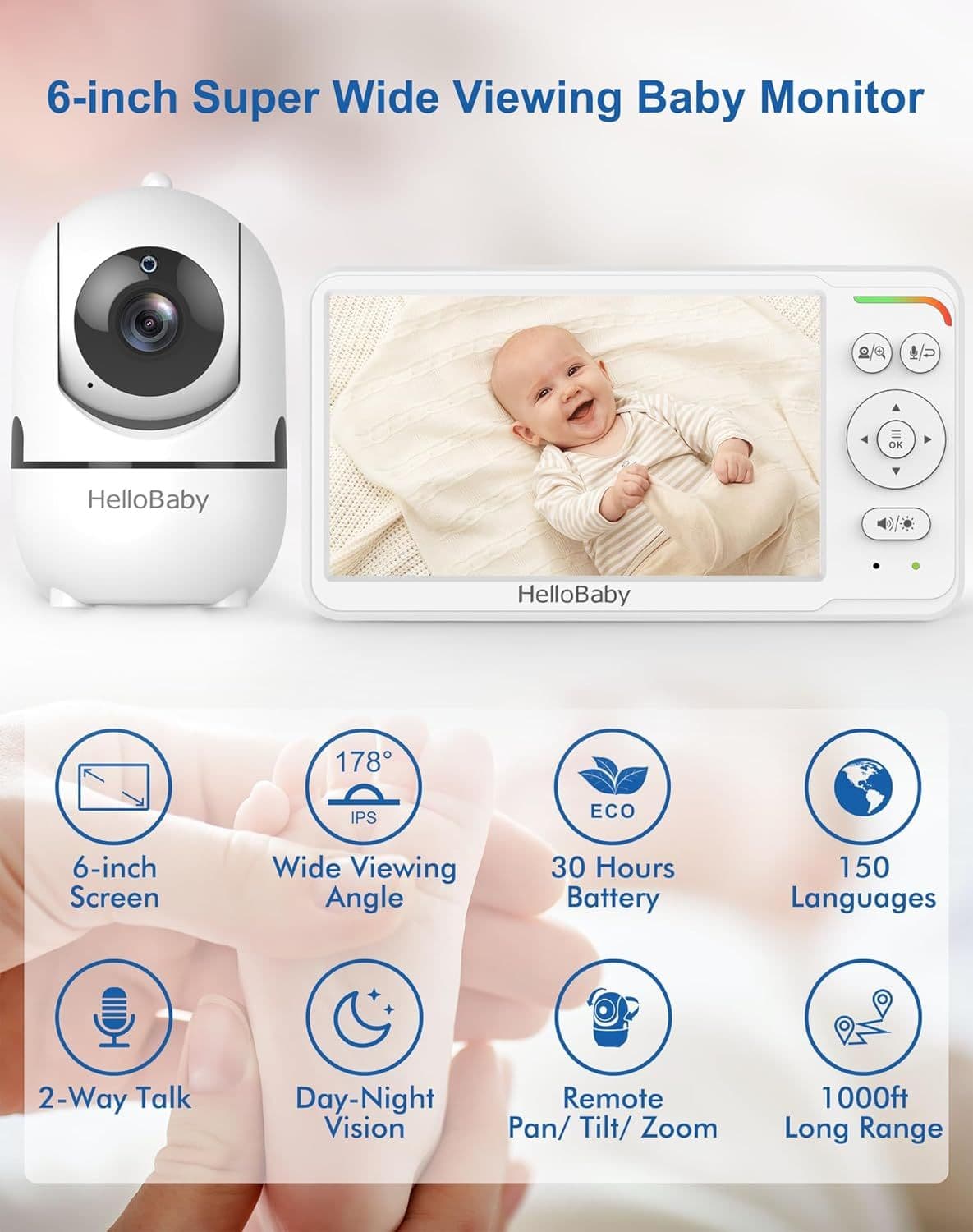 Baby monitor con telecamera da 6 pollici HelloBaby 1 St view 2
