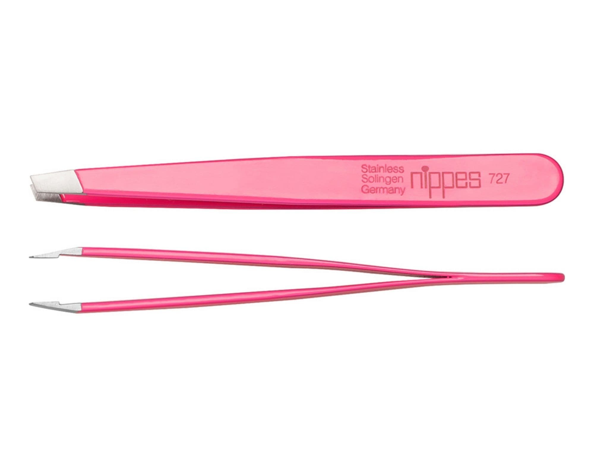 nippes Solingen pinzette laccate rosa neon, obliqua, in acciaio inox 1