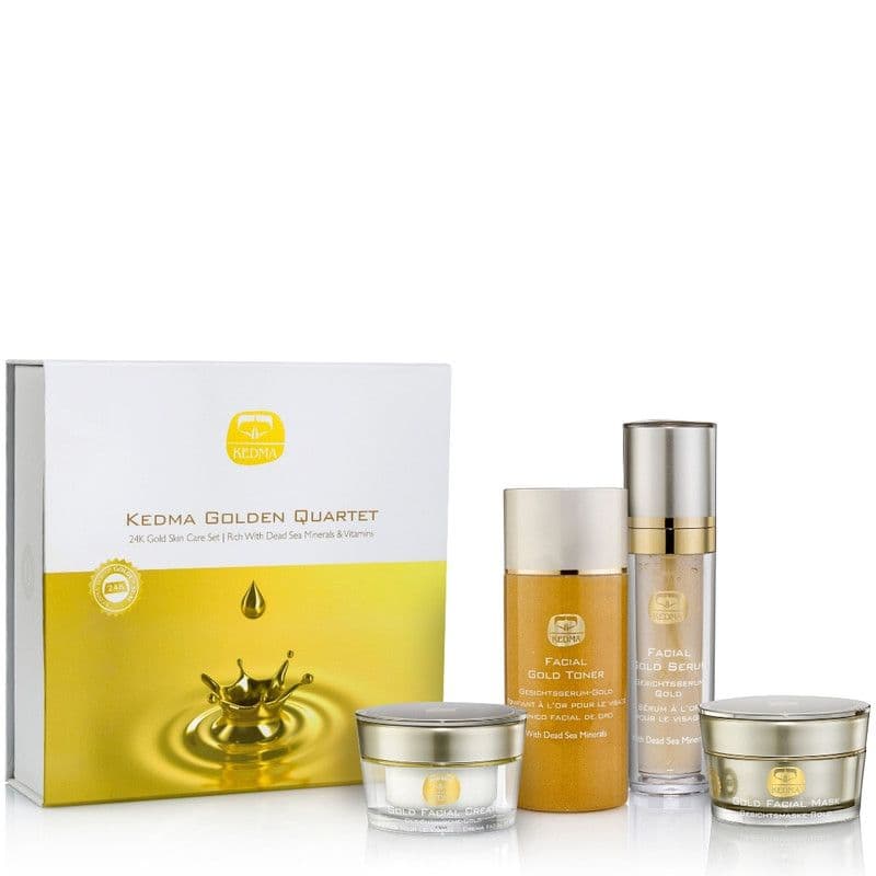 Kedma - Kit Cura Viso Oro 24K - Tonico, Siero, Crema e Maschera - Anti