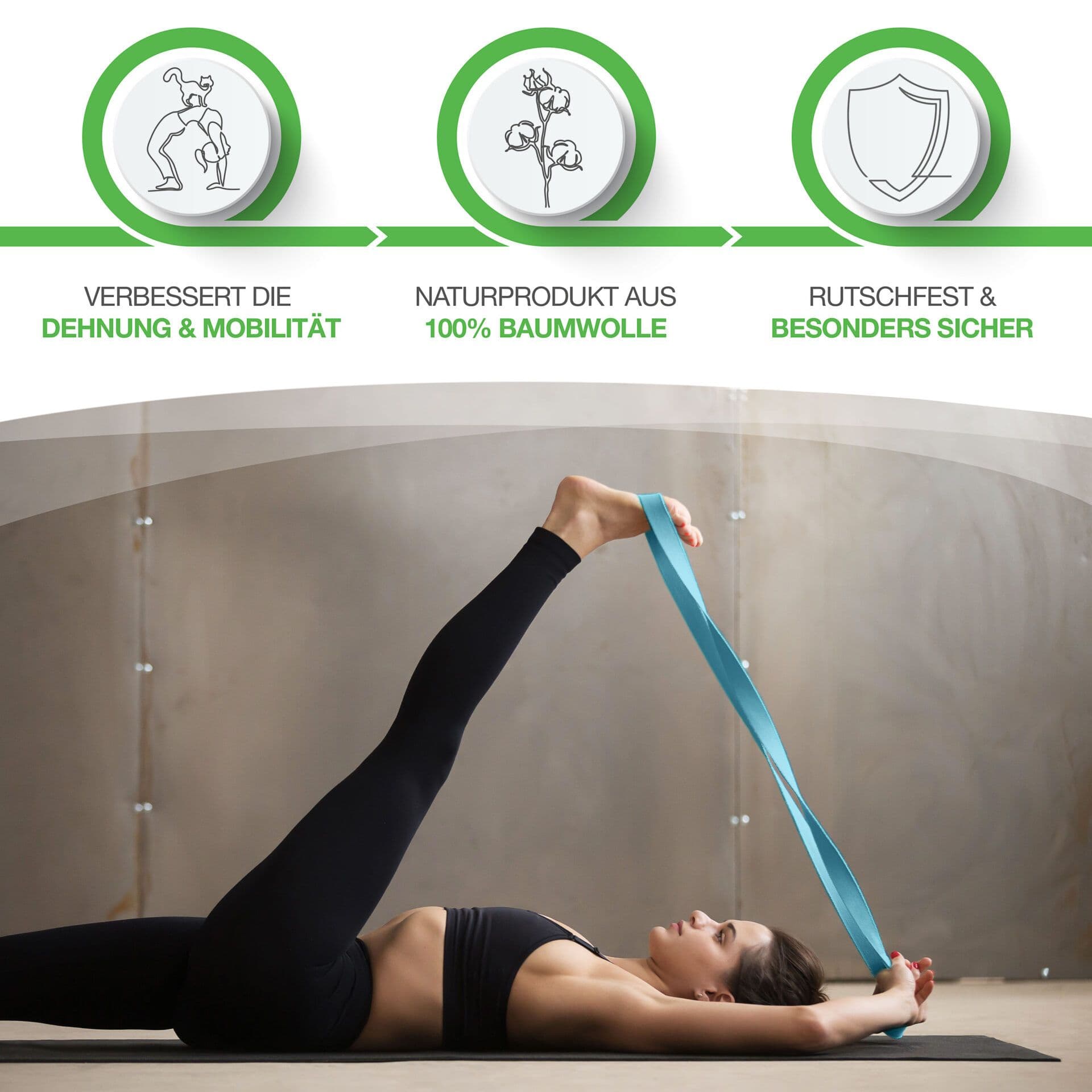 BACKLAxx ® Cintura Yoga in Cotone 250 cm di Lunghezza 1 St view 2