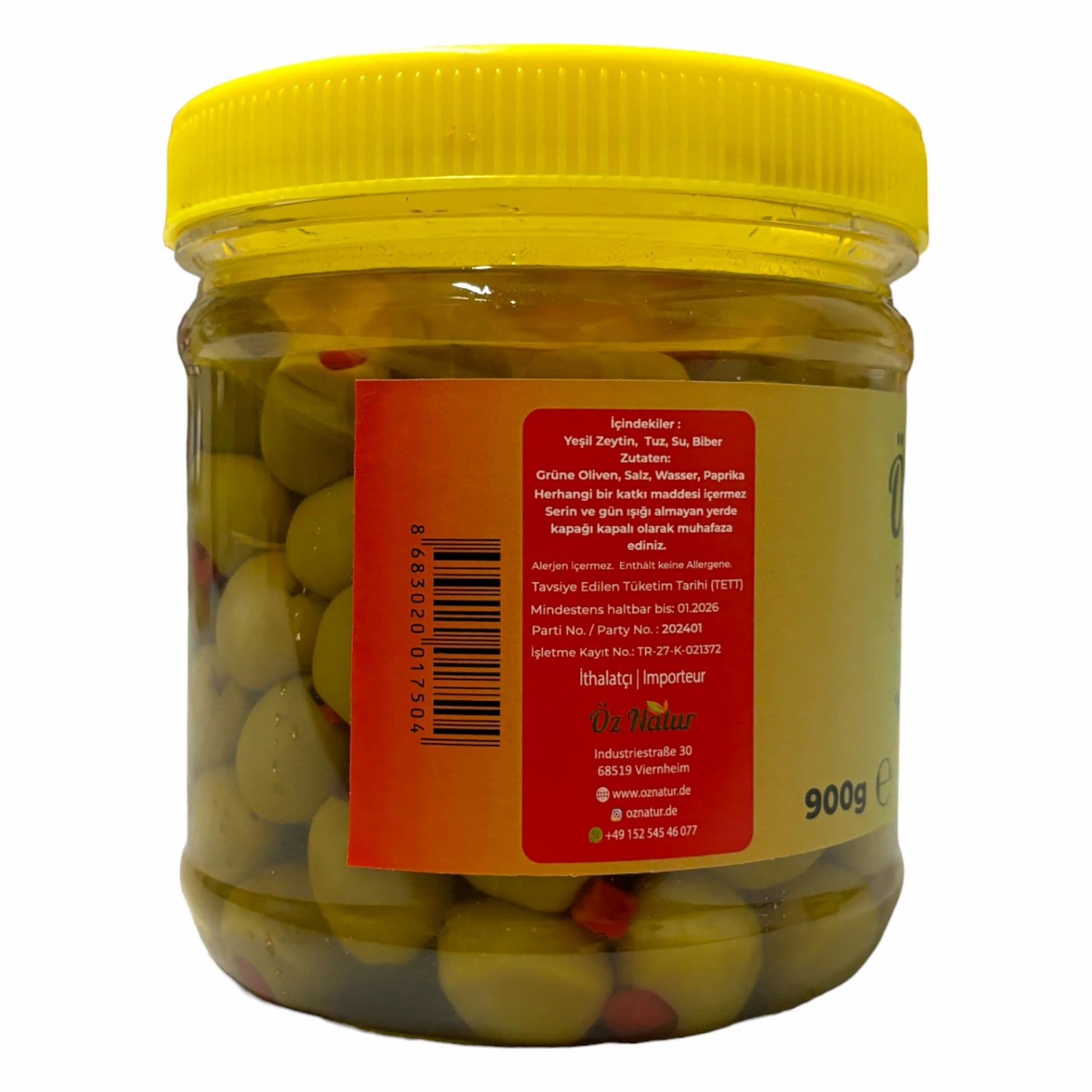 Öz Natur | Olive Verdi Ripiene con Paprika Rossa 0,9 kg view 2