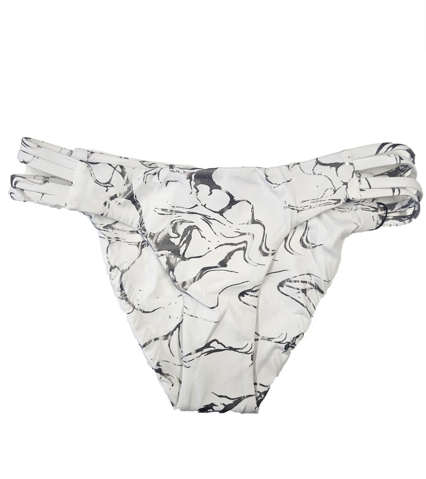 Hurley Quick Dry Max - Slip bikini da donna con stampa all-over in marmo e costumi da bagno con aperture laterali AA4624 100 Bianco