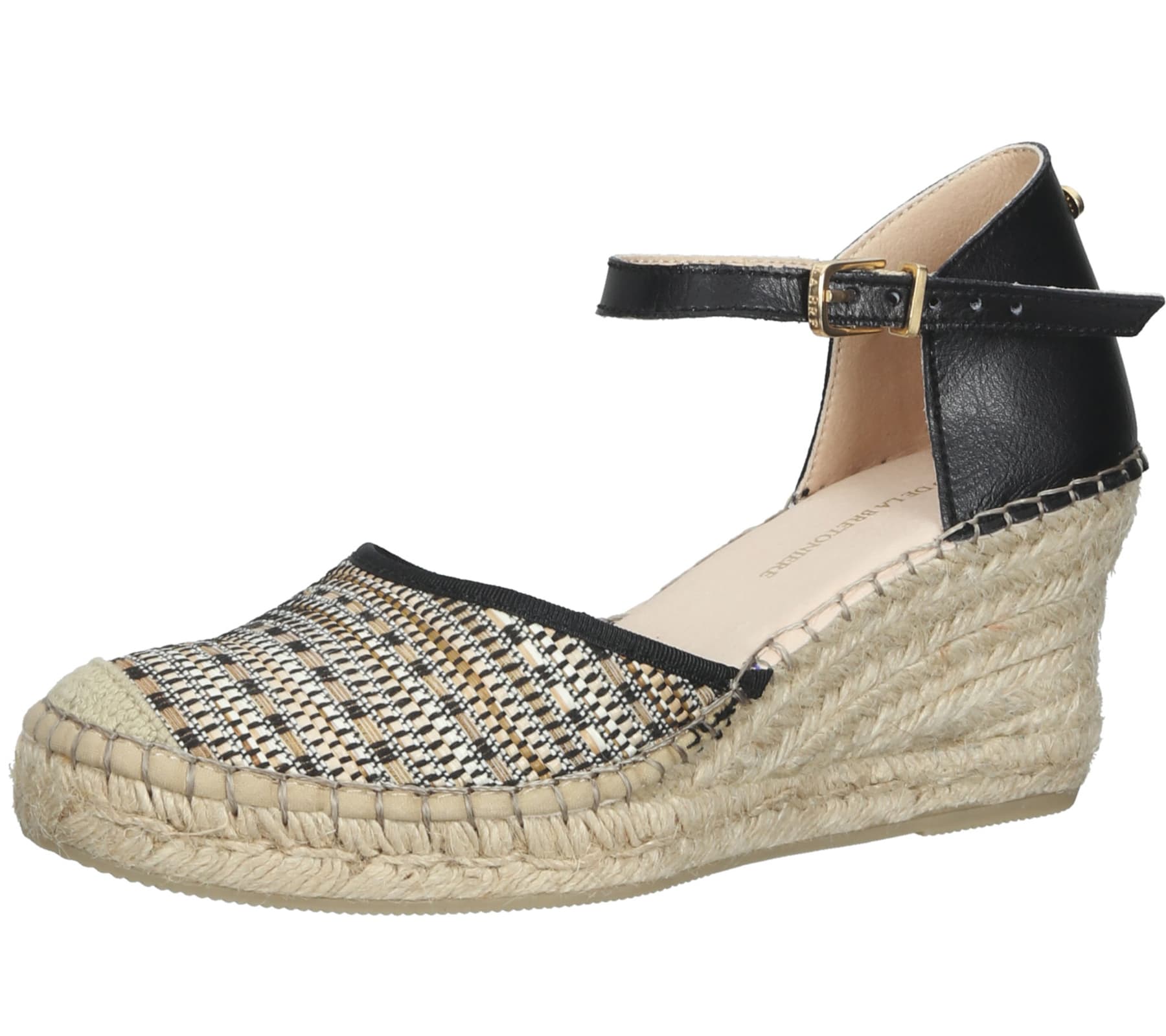 FRED DELA BRETONIERE Zeppe sandali donna con zeppa espadrillas 153010261 nero/beige