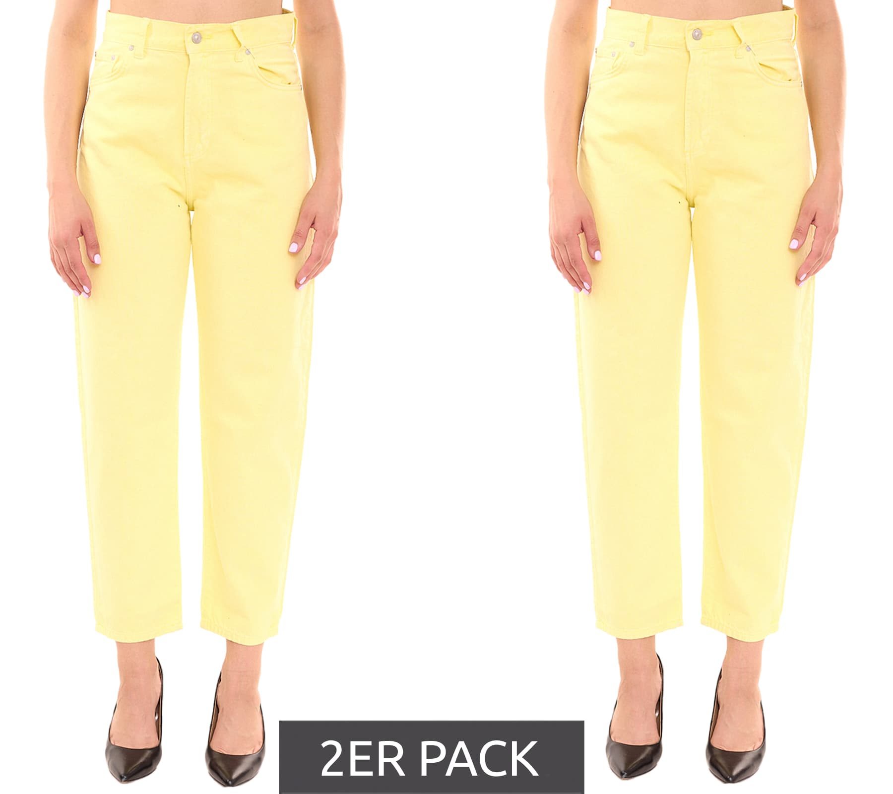 Confezione da 2 jeans da donna LTB Shena, pantaloni alla moda 7/8 in stile 5 tasche, vestibilità ampia 81562566 giallo