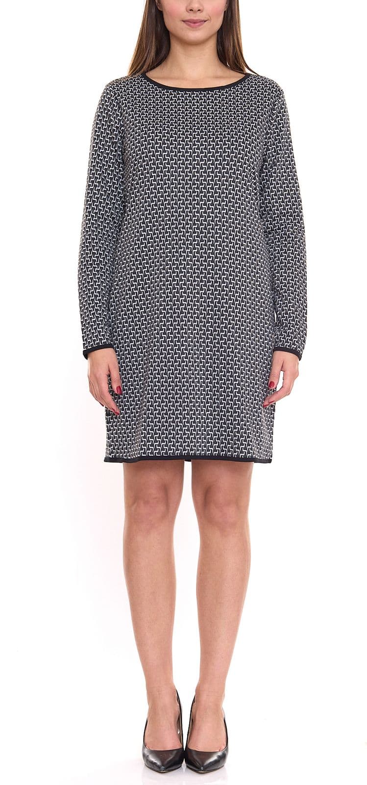 Abito da donna Aniston SELECTED con stampa all over a maniche lunghe 78746568 nero/bianco