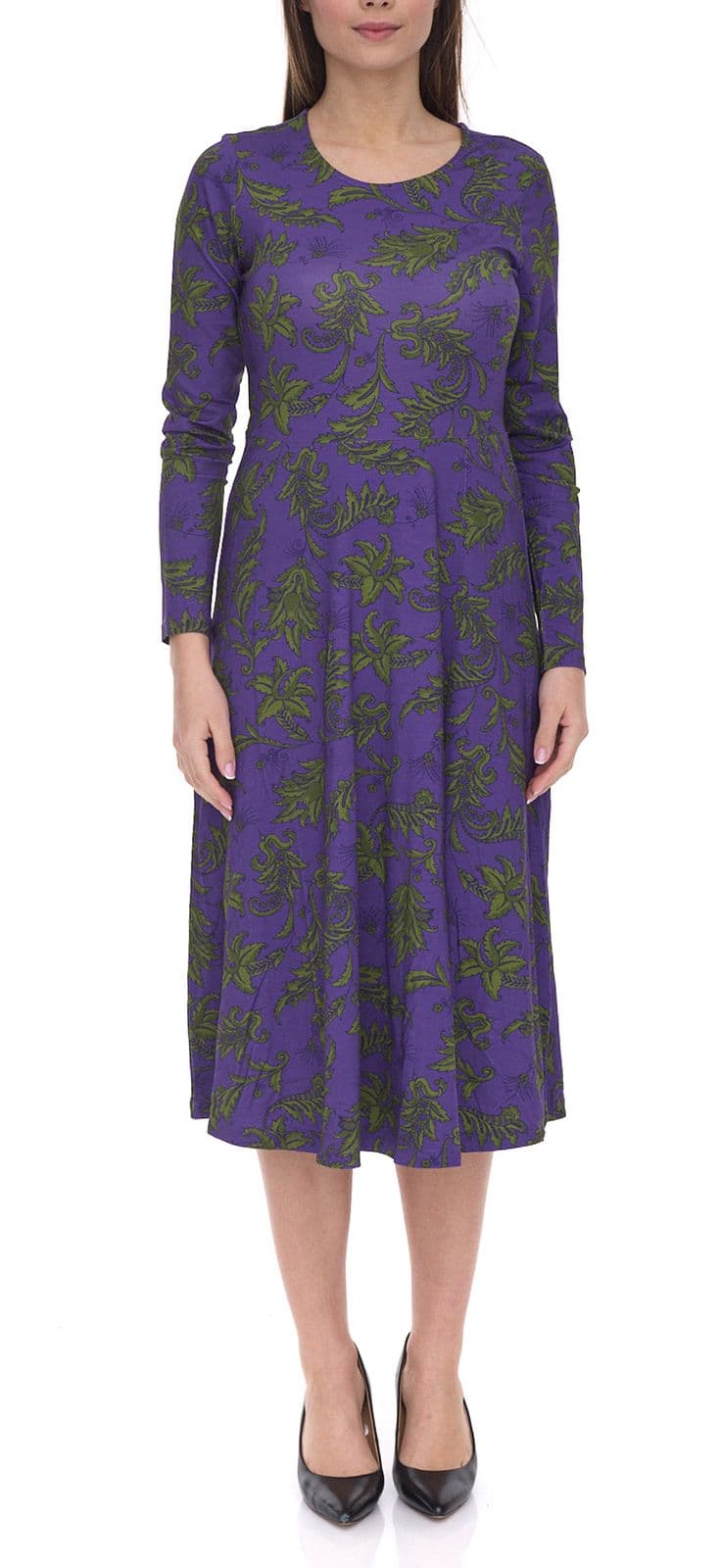 Abito da donna Aniston in rete con fantasia floreale manica lunga 41876054 viola/verde