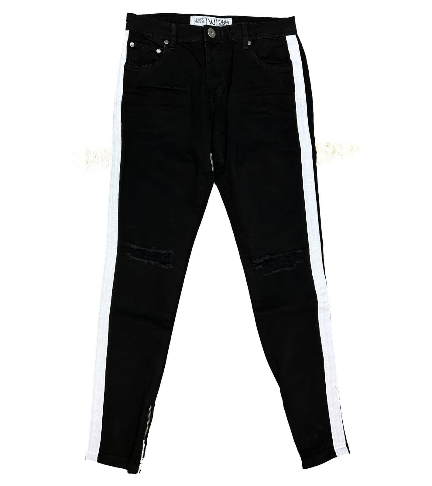 vsct Clubwear Stripe jeans da uomo con righe laterali pantalone in denim D5642660 nero/bianco